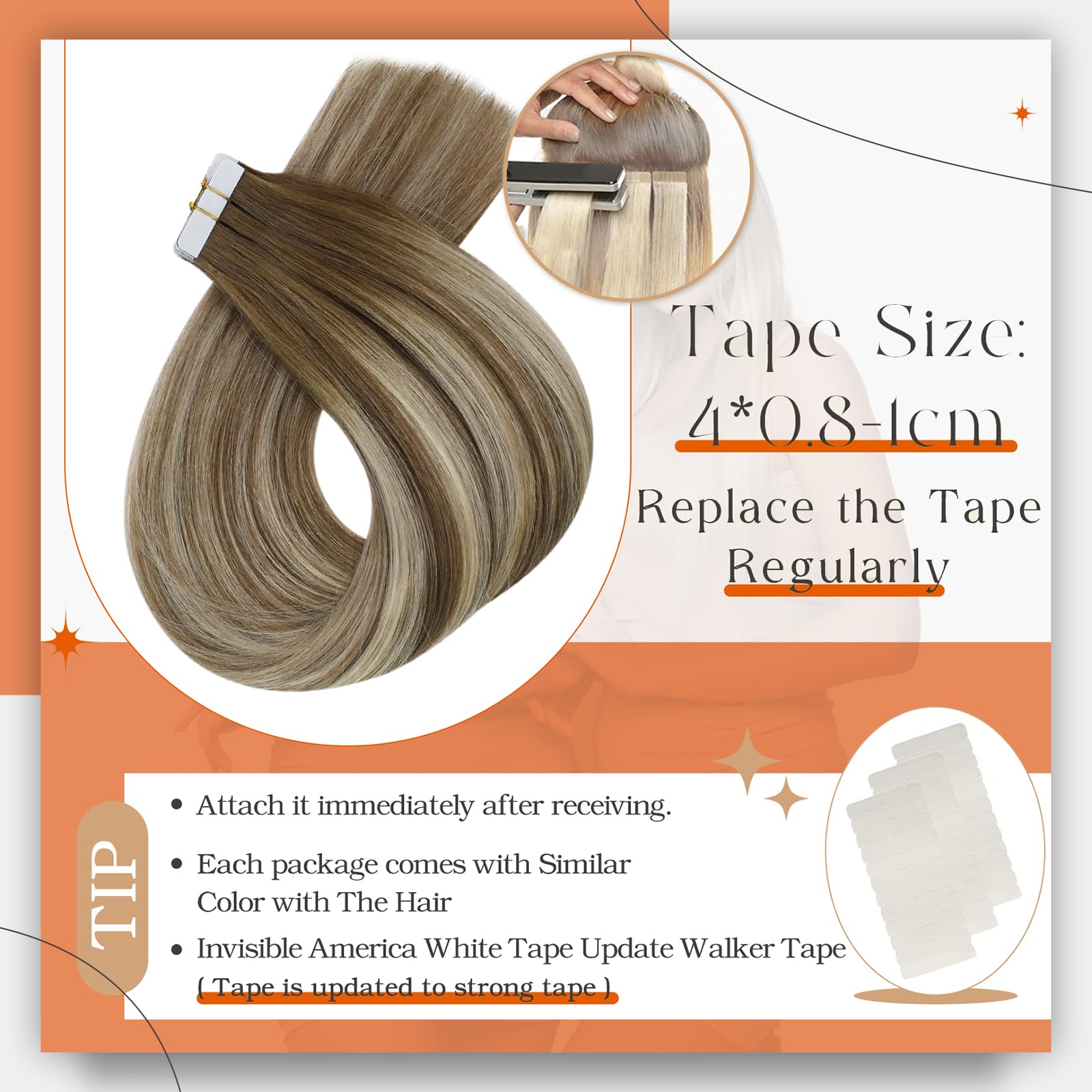 Full Shine Ombre Tape In Hair Extensions Human Hair 12 Inch Blonde Seamless Tape In Extensions 6/60/6 Brown Ombre To Blonde High
