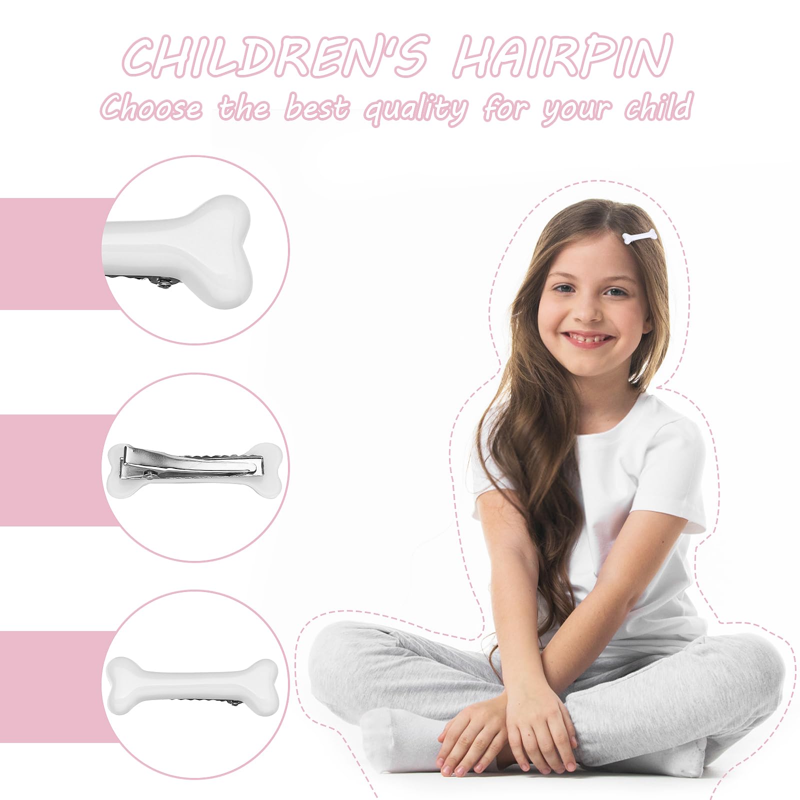 Mabor 4Pcs Bone Hair Clip White Bones Hairpins For Women Girls Hair Accessories For Halloween Cosplay Costume Party Daily Wear H