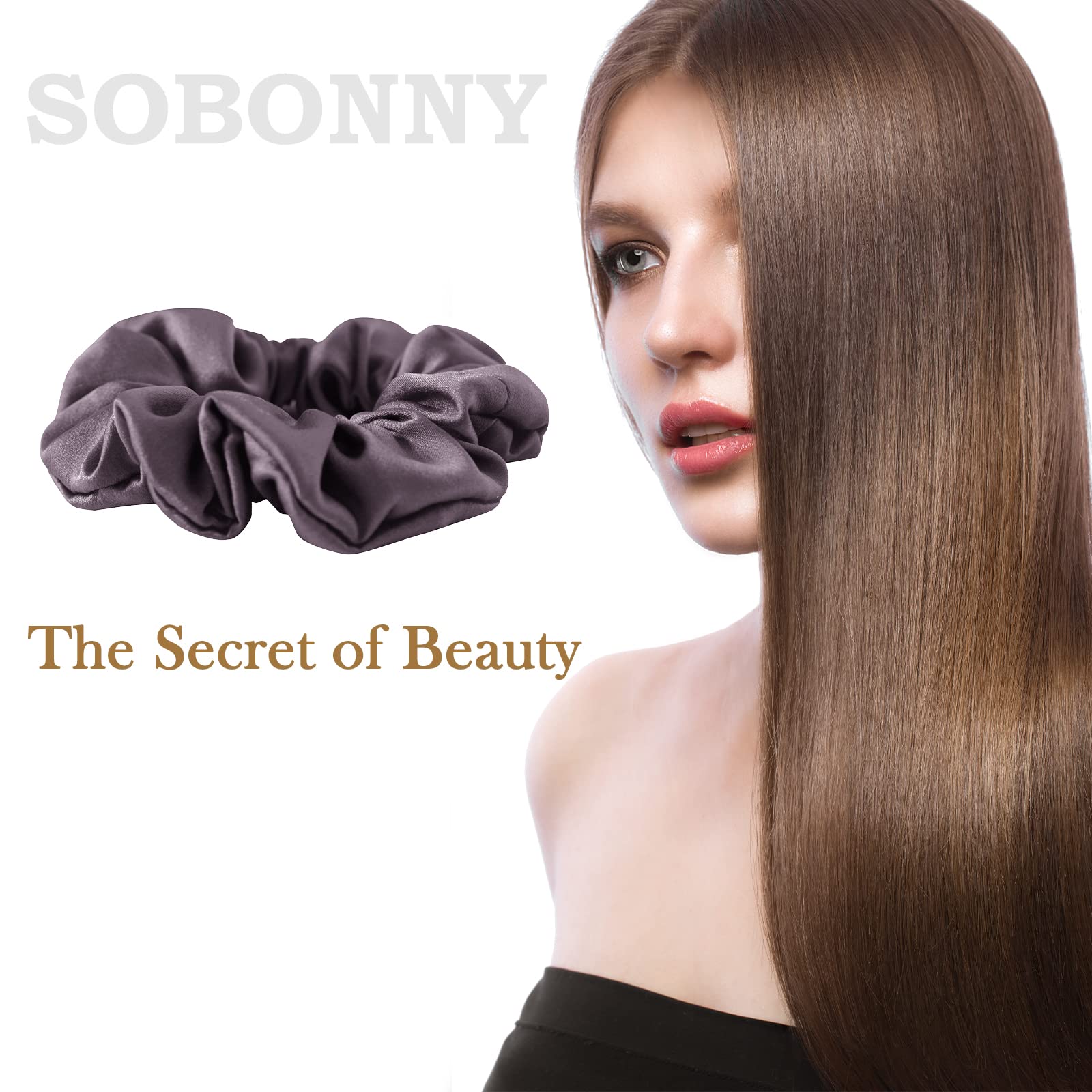 Sobonny Silk Hair Scrunchies, 100% Mulberry Silk Hair Tie, No Damage For Frizz Prevention, Sleep And Night Scrunchie, Hair Acces