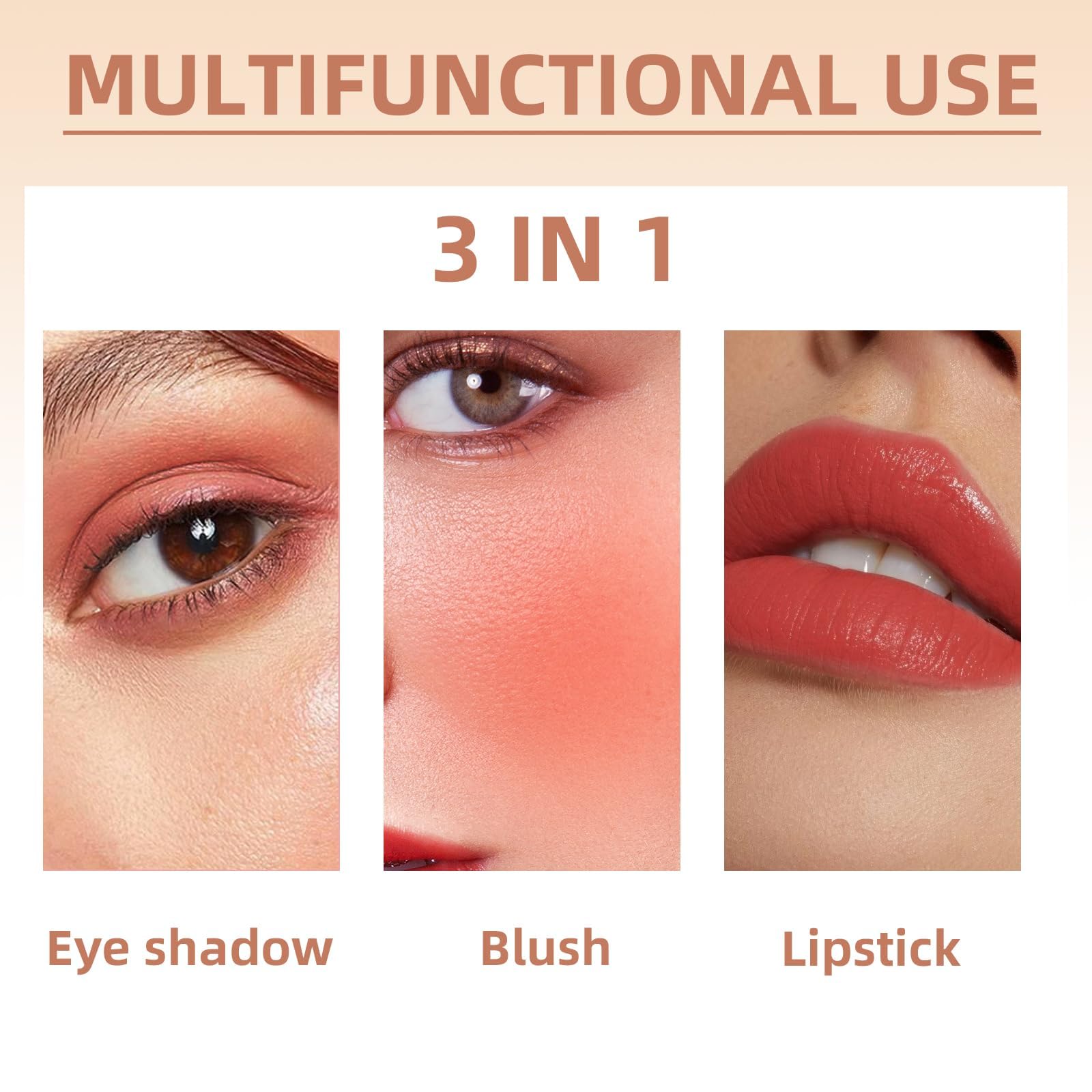 Hosaily Cream Blush Stick For Cheeks, Multi-Use Makeup Blush Stick For Eye Lip Face, Travel-Friendly Tinted Solid Moisturizer Ma