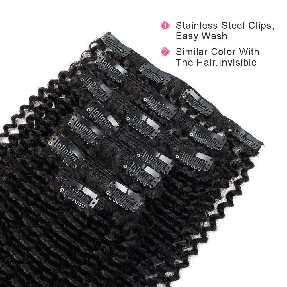 Abh Amazingbeauty Hair Kinkys Curly Clip In Hair Extensions 3C And 4A Double Wefts Real Remy Human Hair Curly Clip Ins For Afric