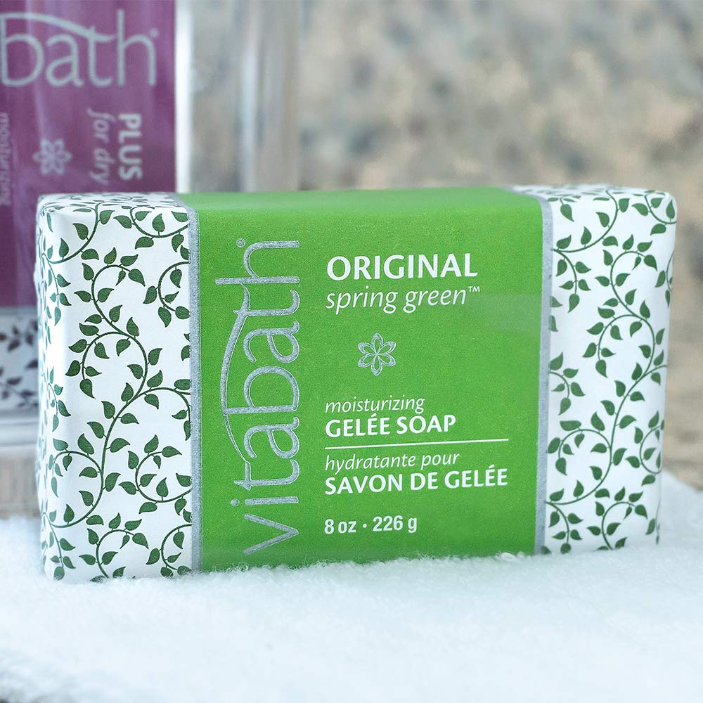 Vitabath Original Spring Green Moisturizing Gelee Bar Soap All Over Gentle Foaming Cleanser & Hydrating Solid Body Wash - Nouris