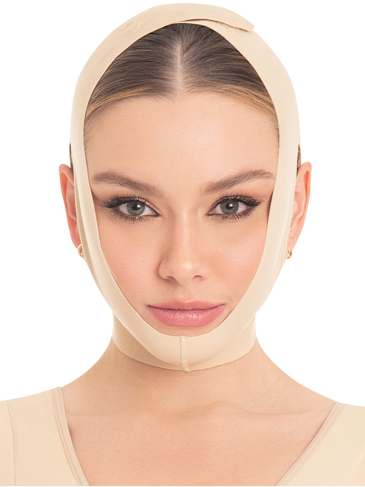 M&D Face Slimming Chin Strap Lipo Compression Garment Mentonera Postquir  rgica Facial Beige XL