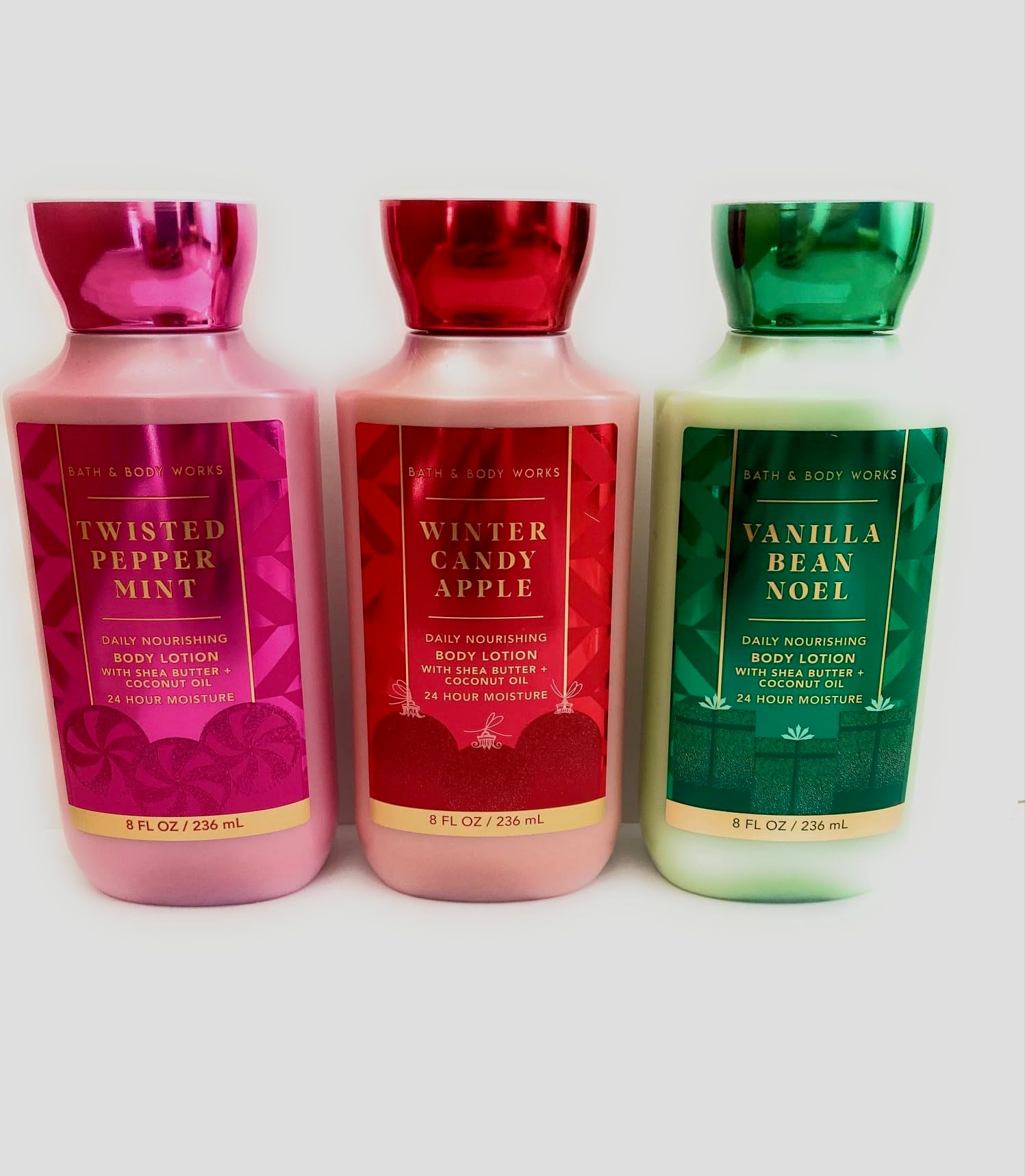 Bath And Body Works Holiday Traditions Christmas Lotion Gift Set Of 3 Full Size Body Lotions: Vanilla Bean Noel, Winter Candy Ap