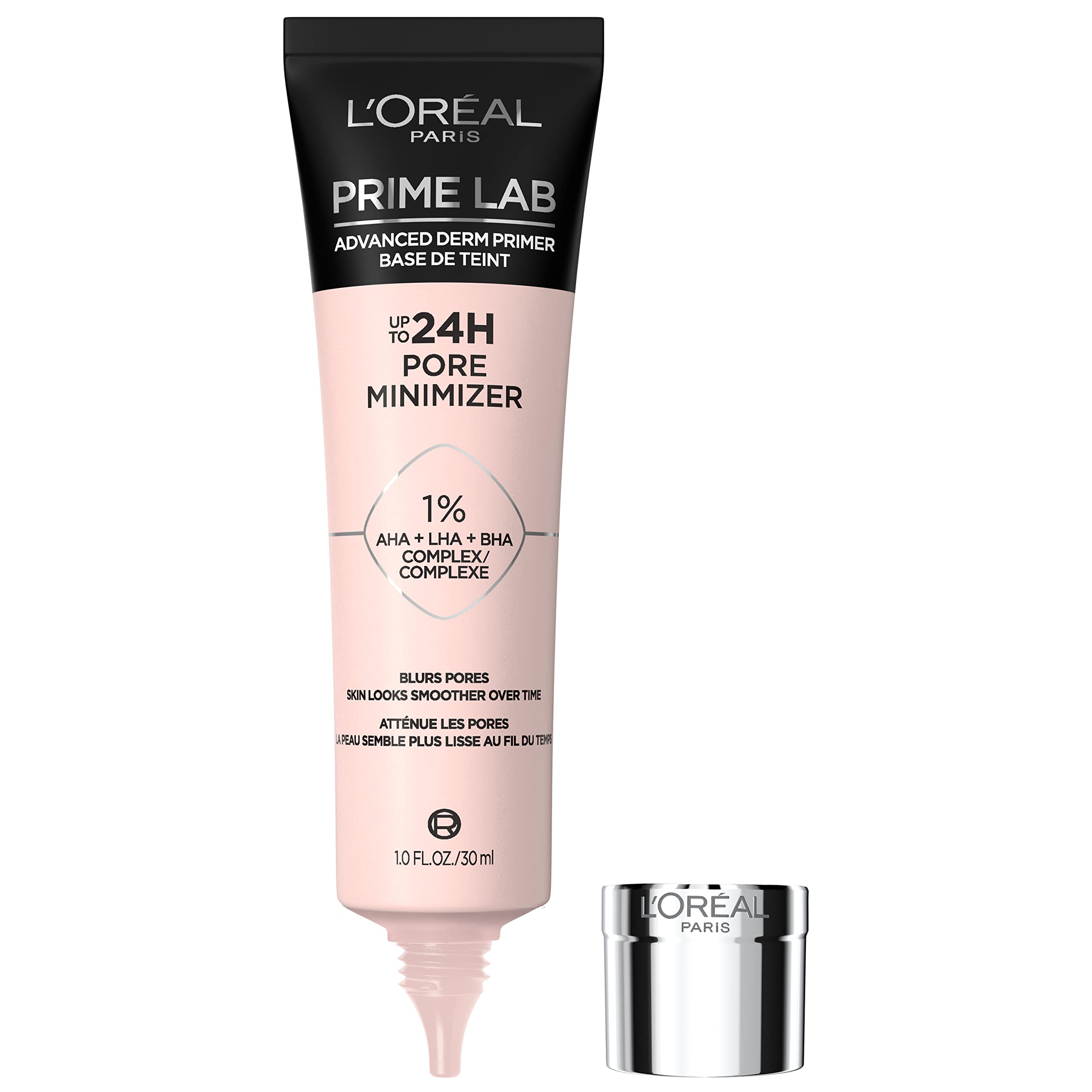 LOreal Paris Prime Lab Up to 24H Pore Minimizer Face Primer Infused with AHA, LHA, BHA Complex to Smooth and Extend Makeup Wear