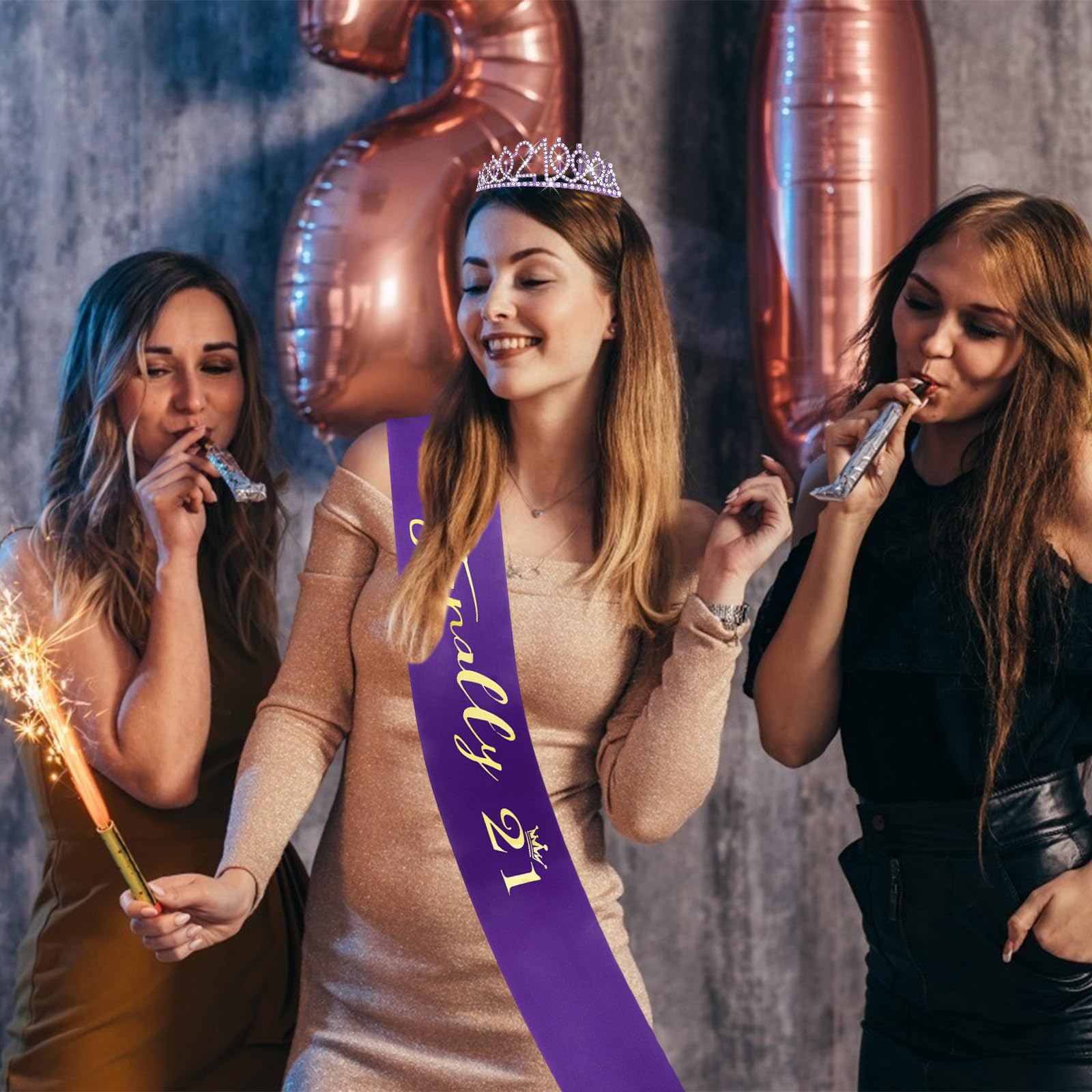 Cieher Purple 21St Birthday Sash And Tiara, 21St Pruple Birthday Decorations For Her 21St Birthday Gifts Purple 21St Birthday Sa