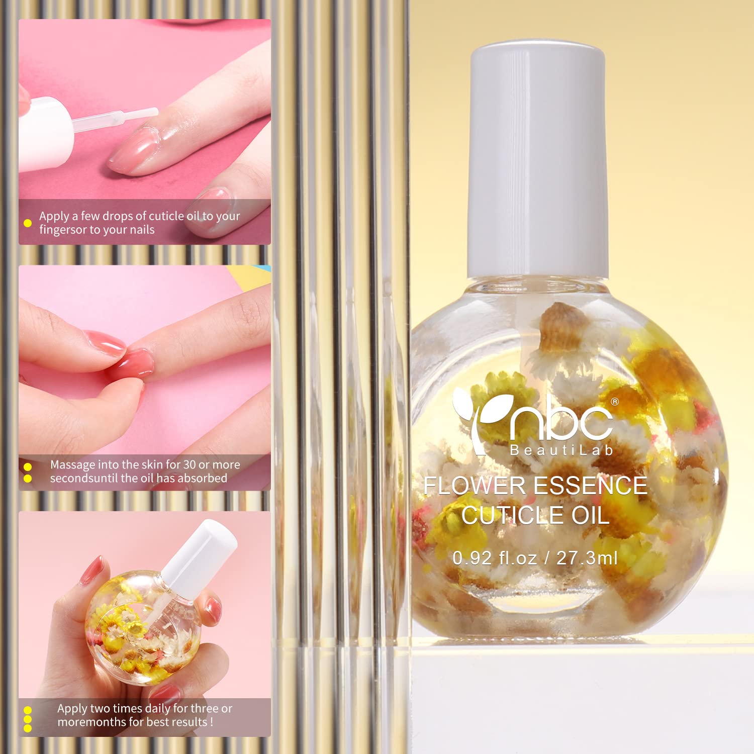 Nbc Beautilab Flower Essence Cuticle Oil. Use Natural Ingredients And Vitamin E To Moisturize And Activate The Cracked And Hard