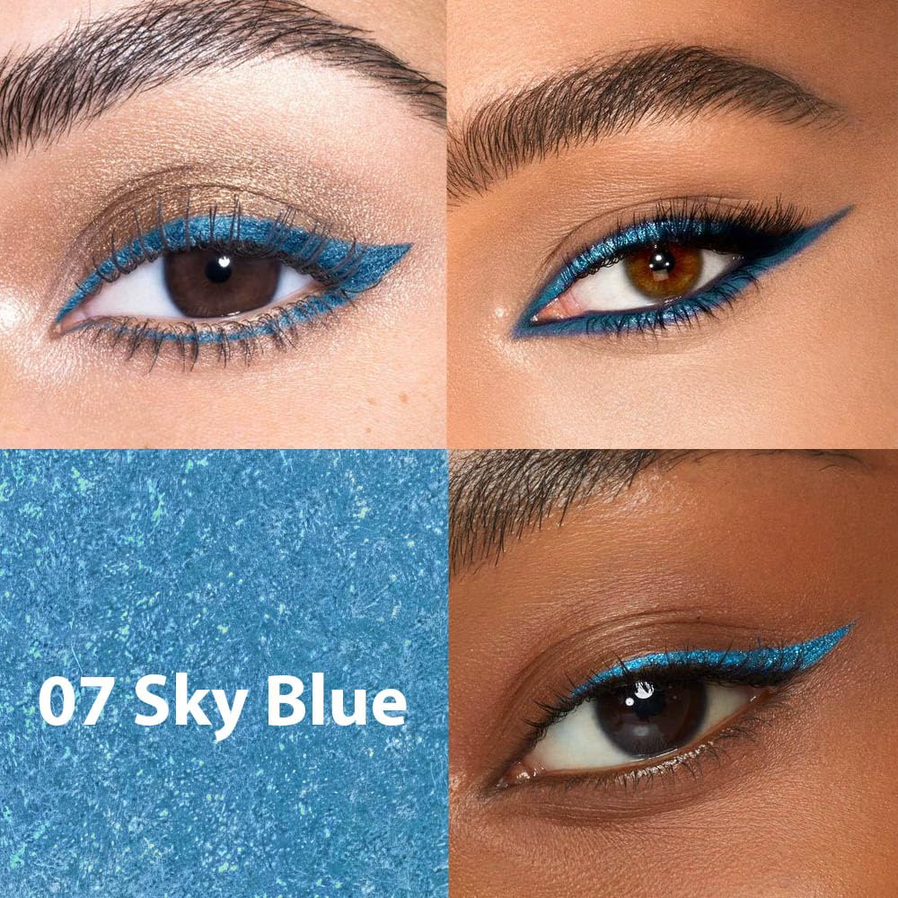Kaely 2Pcs Sky Blue Chill Blue Pencil Eyeliner,Sharpenable Multi-Use Gel Eyeliner Pencil,Waterproof Smudge Proof Eye Liner Pen,L