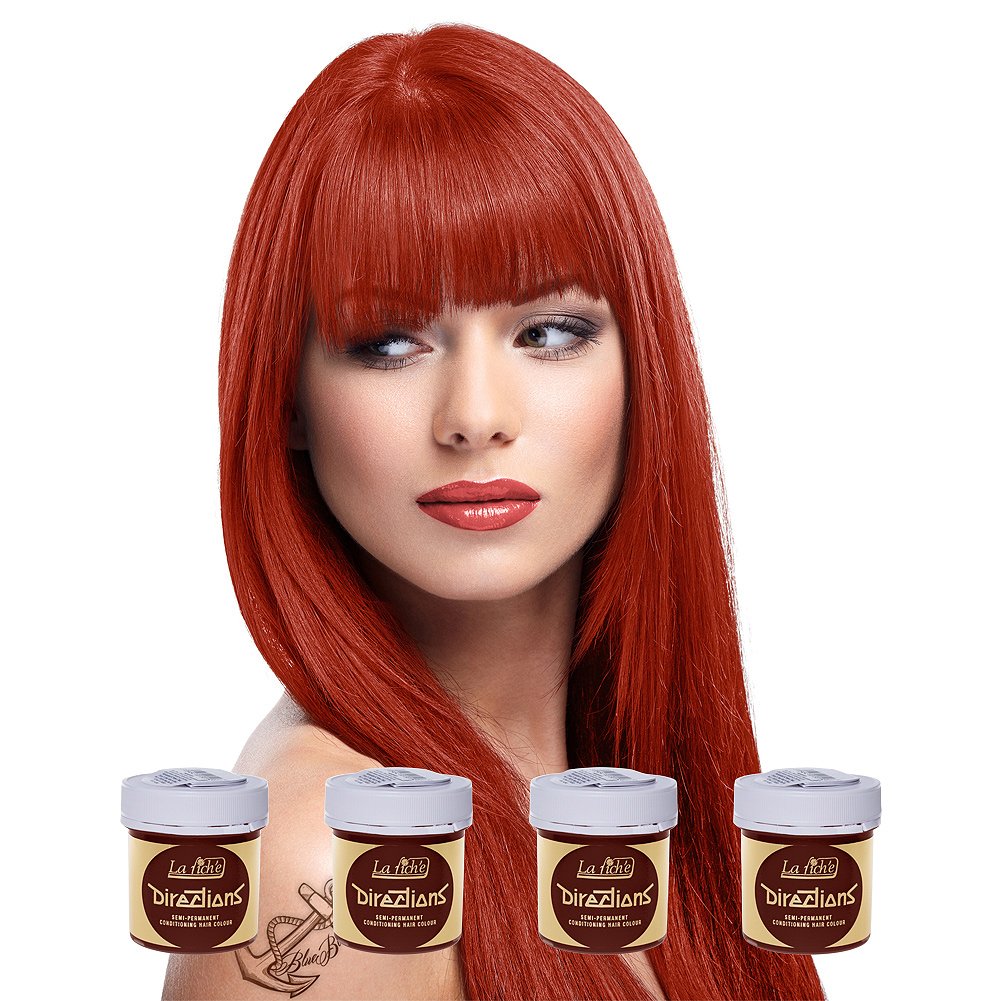4 X La Riche Directions Semi-Permanent Hair color 88ml Tubs - Flame