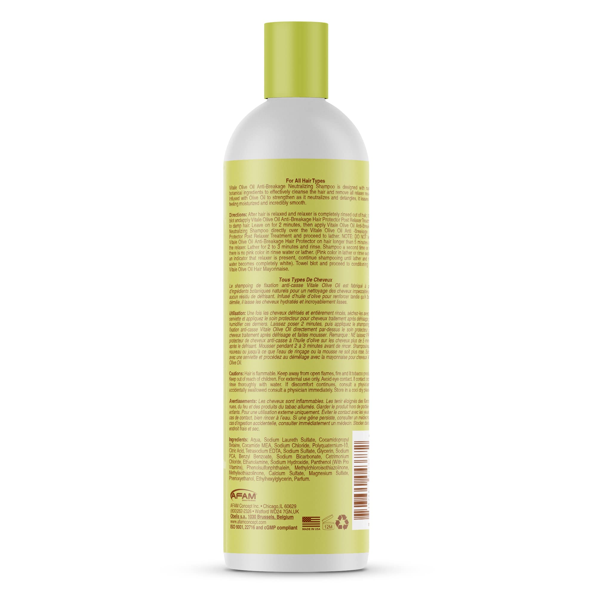 Vitale Vitale olive oil anti breakage neutralizing shampoo 16 fluid ounce, Green, 16 Fl Ounce