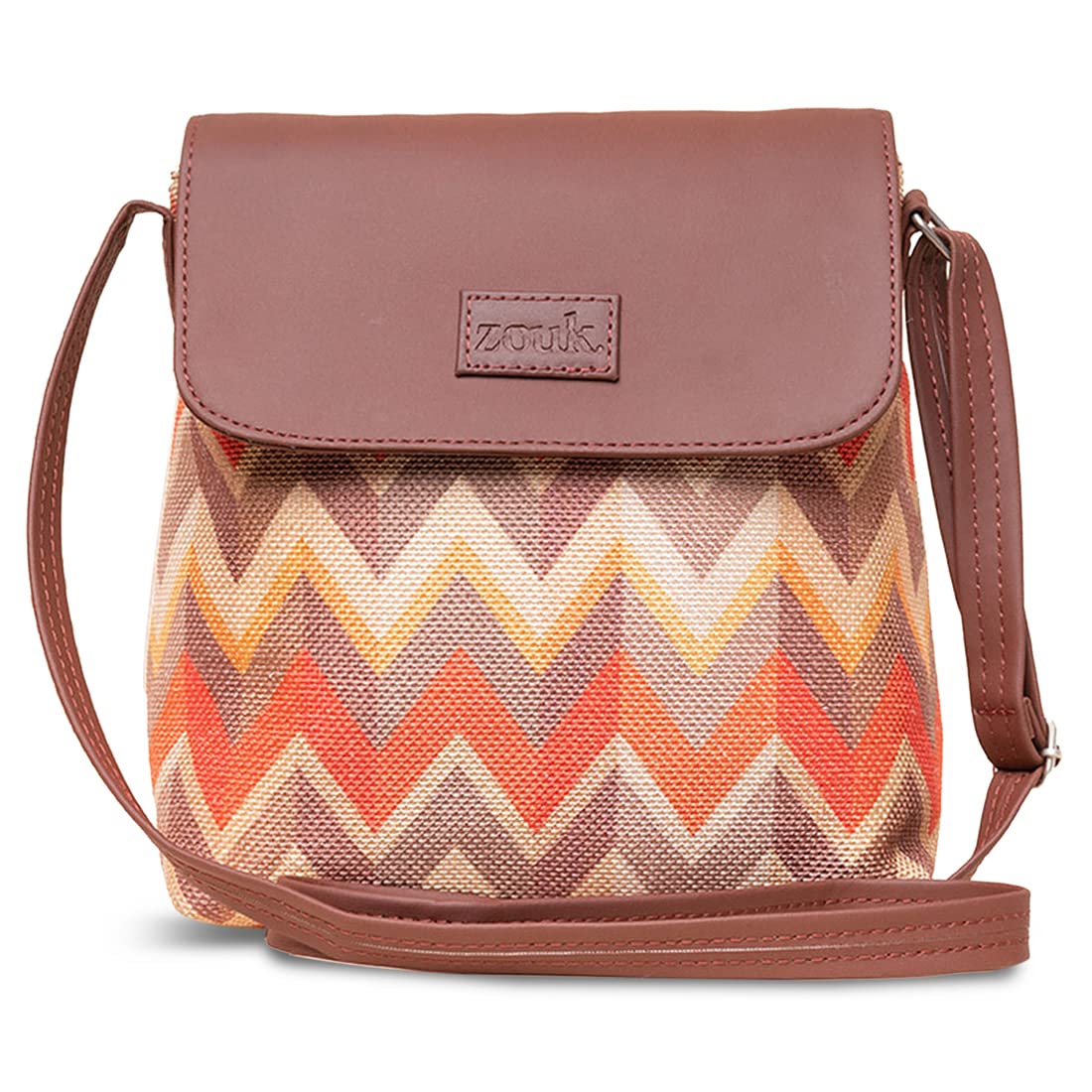 ZOUK Tidal Wave Printed Womens Hand Crafted Vegan Leather Multicolour Flap Sling Bag
