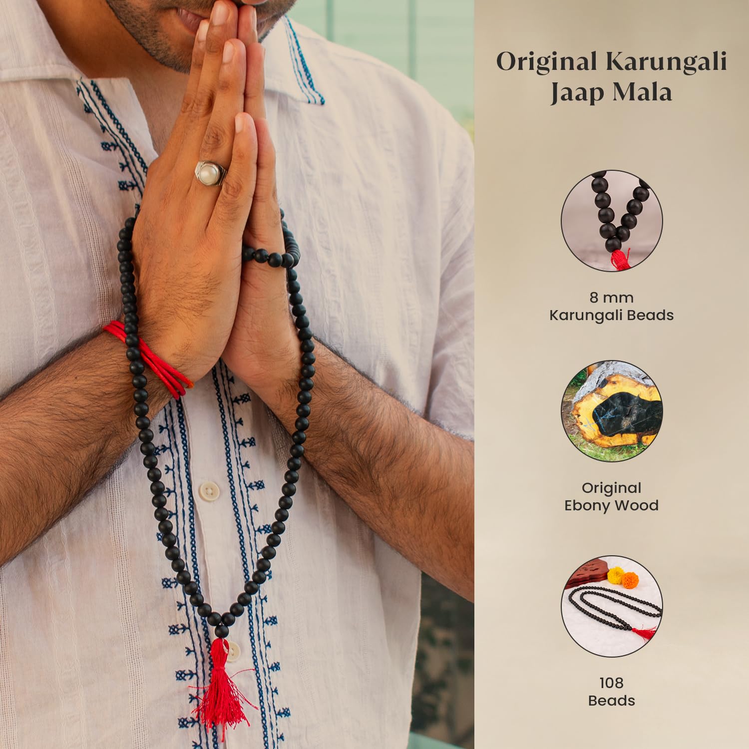 Astrotalk Certified 100% Natural Karungali Malai Original 108 Beads (8mm) | Blessings from Lord Murugan | Spiritual Mala for Pea