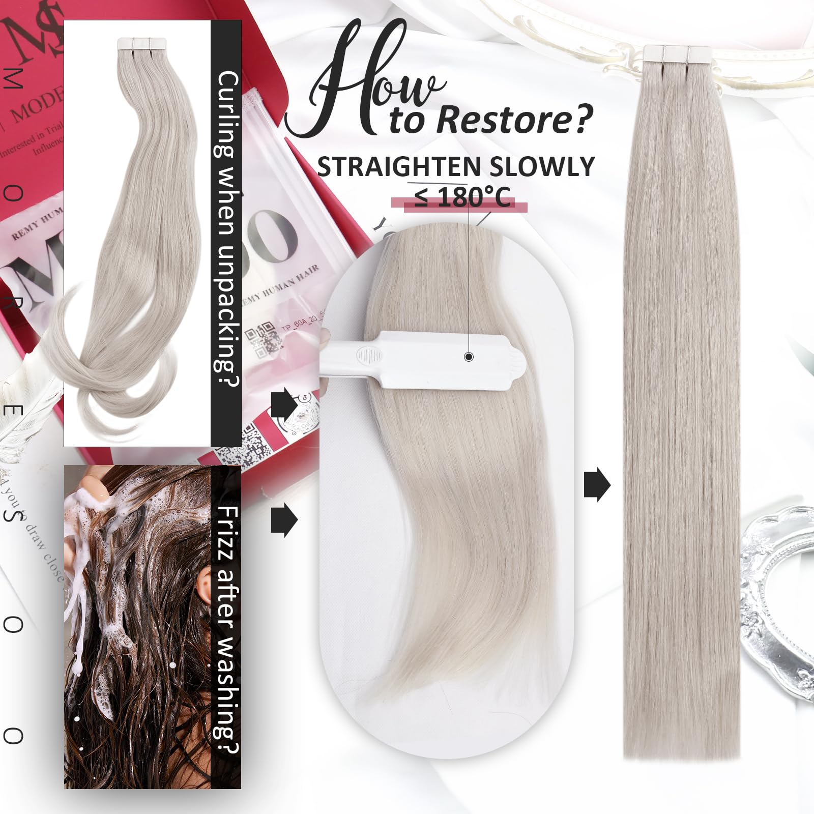 Moresoo 40 Pieces Blonde Tape In Hair Extensions Human Hair 12 Inch Short Straight Tape In Extensions For Women 60G Fashion Real