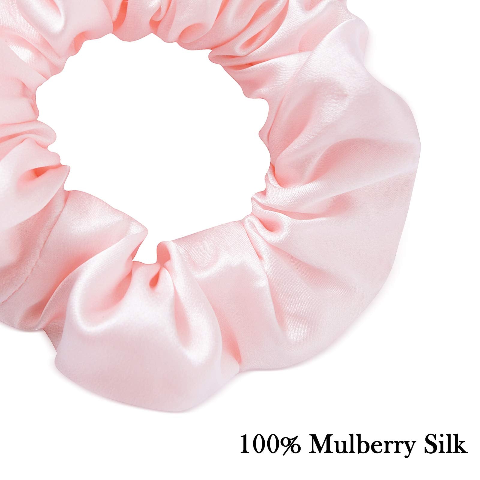 SOBONNY Silk Scrunchies for Women - 100% Mulberry Silk Hair Ties, 3 Pack, No Damage Elastic Ponytail Holders (Brown, Black, Pink
