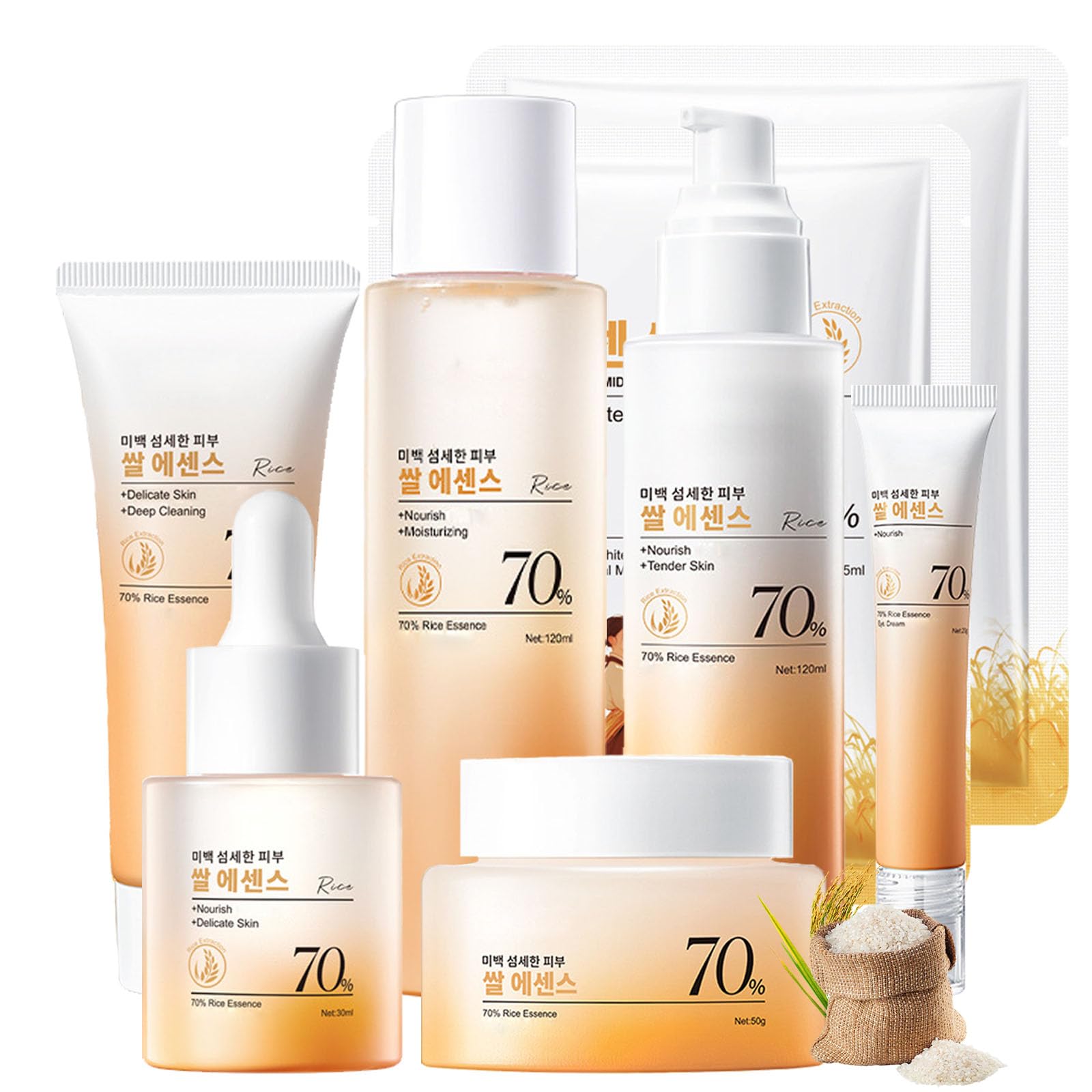 INSEEK Rice Skin Care Set, Moisturizing Skincare Gift Set for Women, Nourishing Hydration with Hydrolyzed Rice Extract, Daily Sk