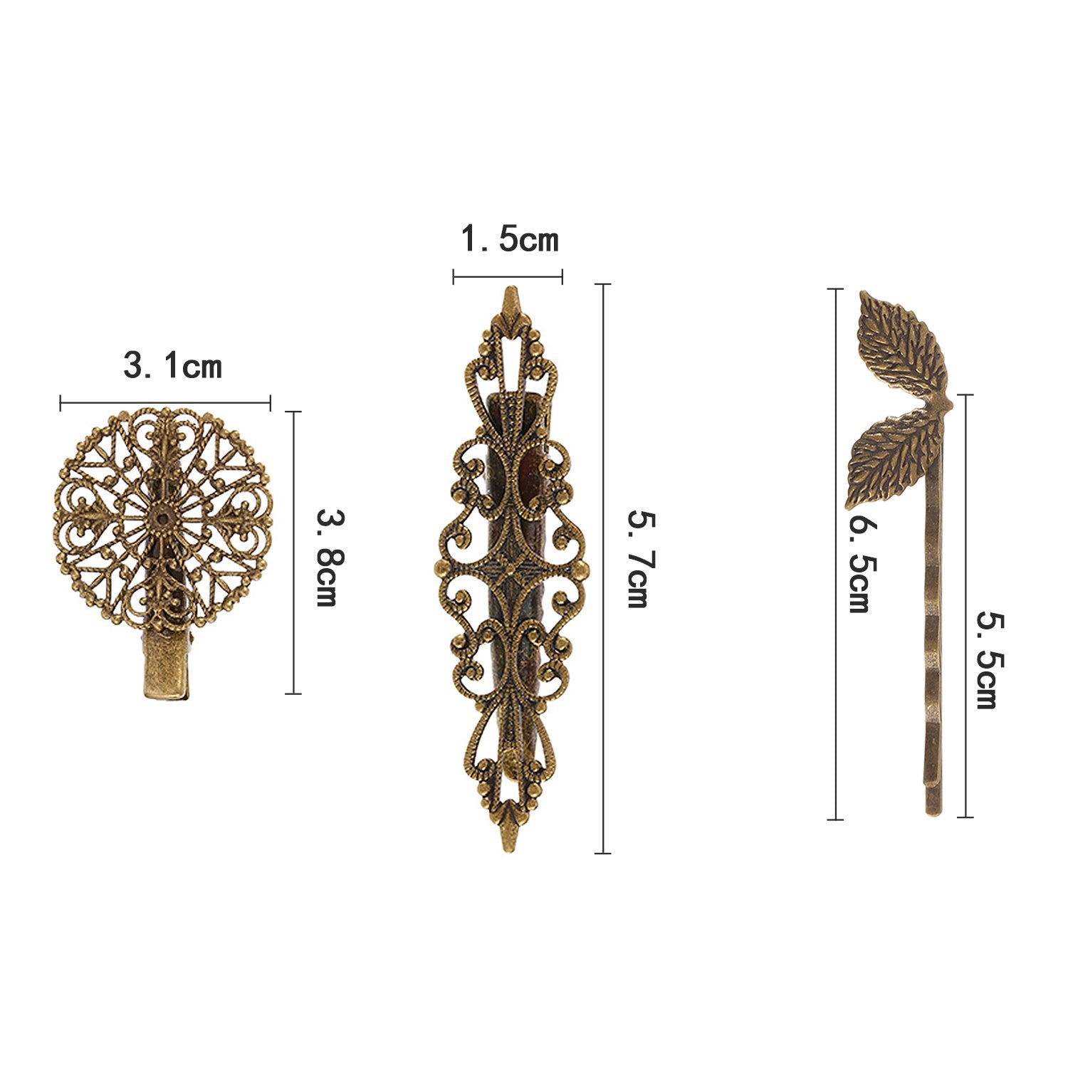 BBTO 22 Pieces Vintage Hair Clips Barrettes Bronze Leaf Bobby Pin Flower Butterfly Heart Hair Clip for Women