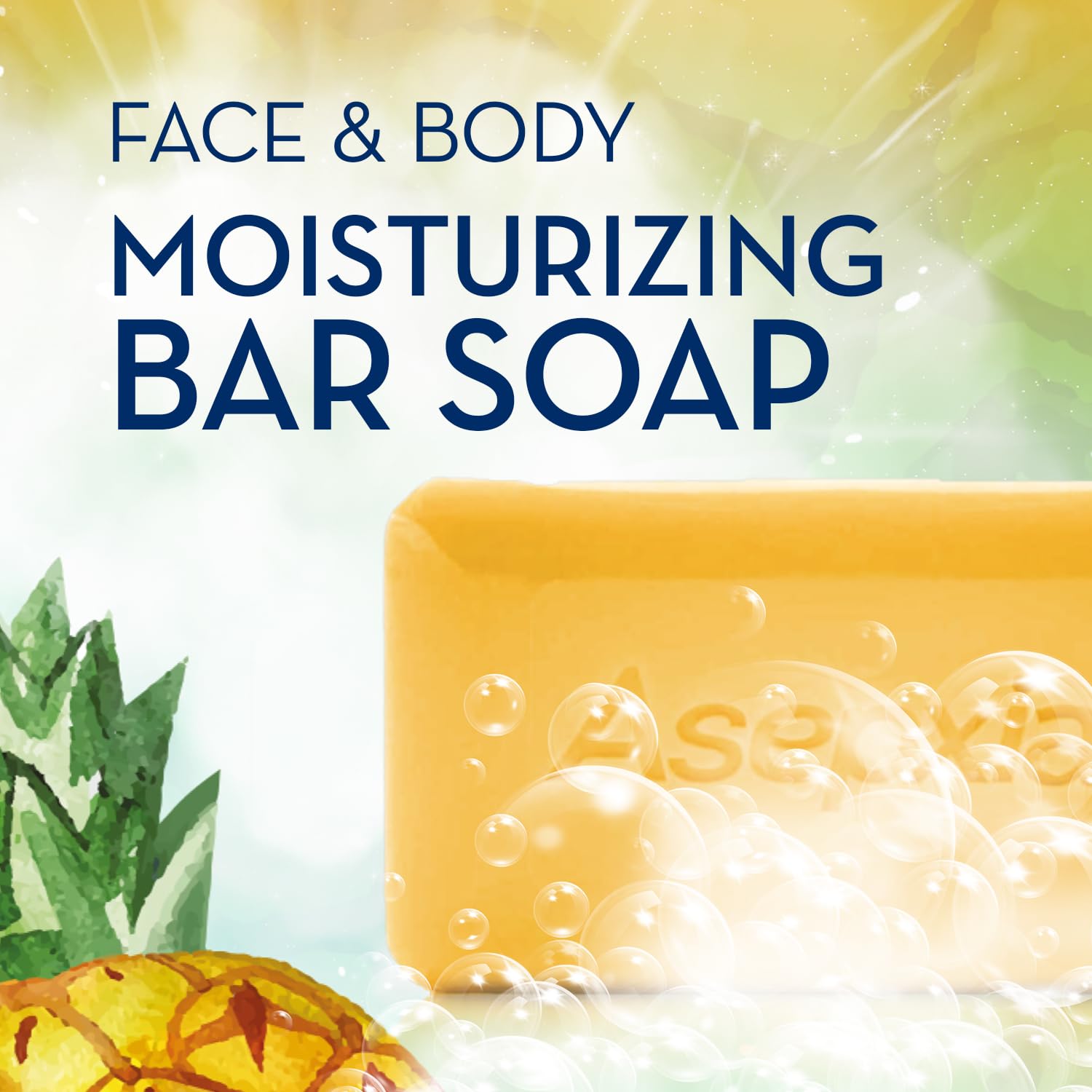 Asepxia Bar Soap, Non-Abrasive Exfoliating Facial Cleanser With Natural Pineapple Enzyme & Agave Extract, Pore Purifying & Brigh