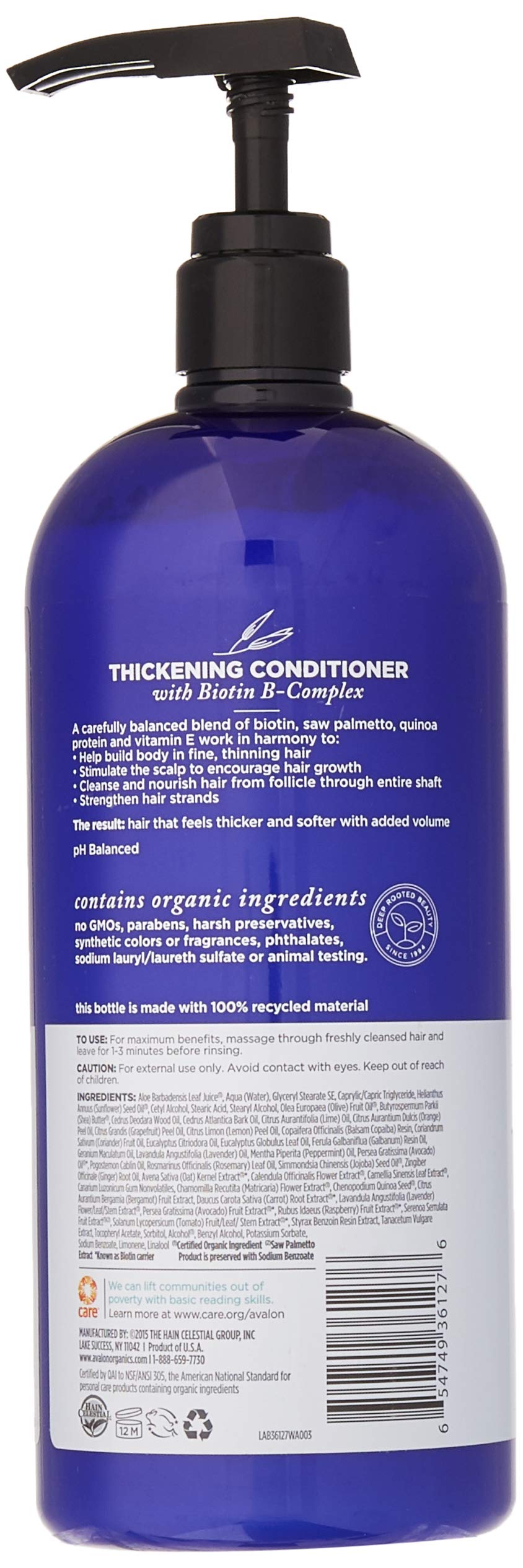 Avalon Organics Thickening Conditioner Biotin B-Complex Therapy - 32 Fl Oz