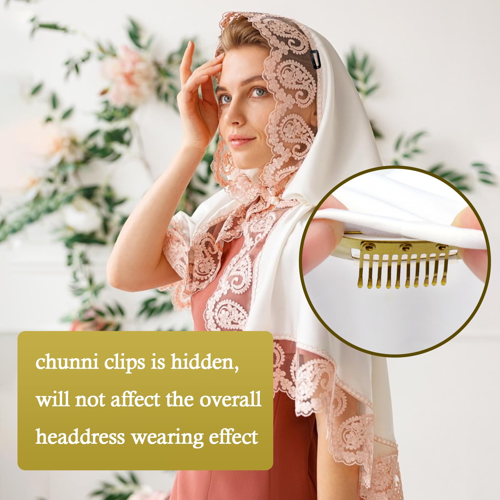 Vodolo Chunni Clips With Safety Pins,8 Pcs Strong Chunni Grip Dupatta Setting Clips Indian For Woman (Gold)