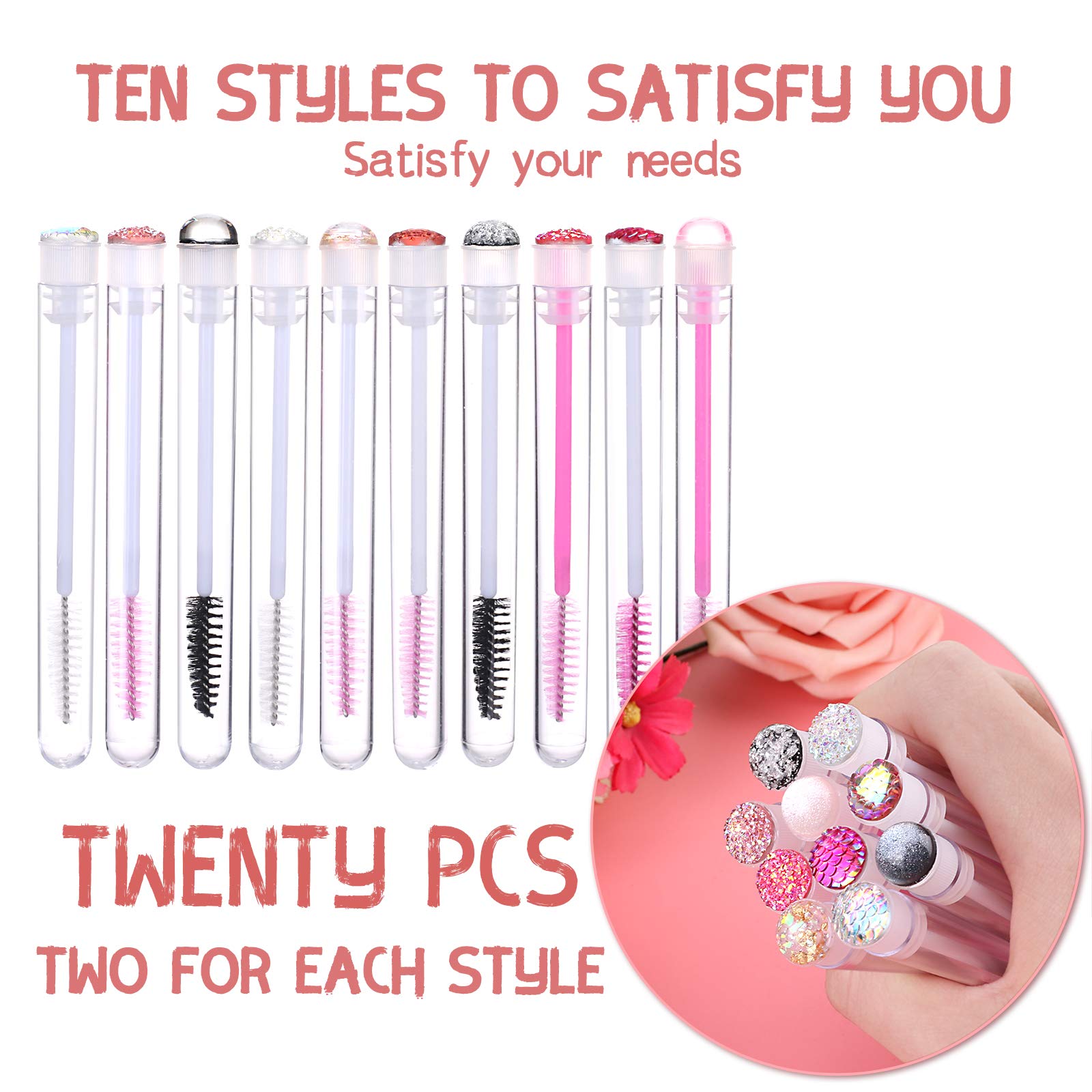 Dming 20 Pieces Eyelashes Brush Container Disposable Mascara Bruush Wand Case Lash Spoolies Tube Spoolie Holder Makeup Brush for