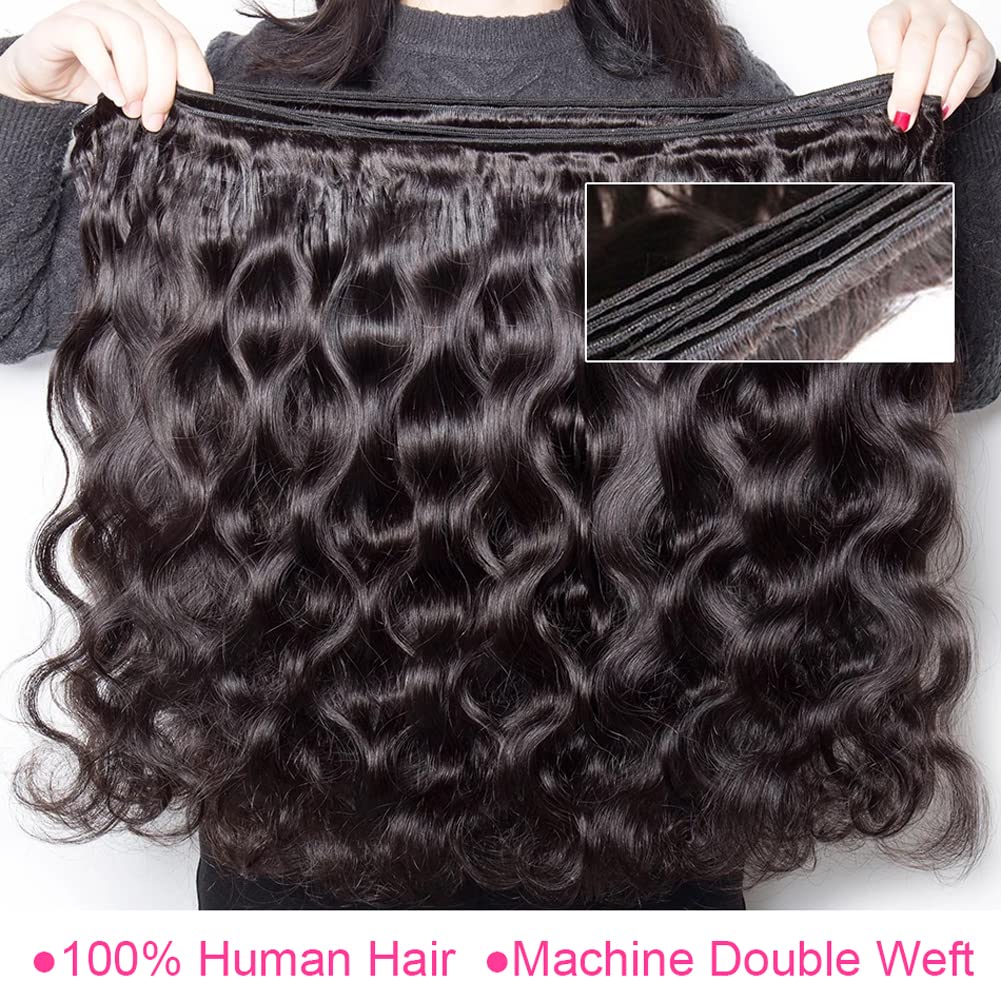 Hswpawk Body Wave Bundles Human Hair 16 18 20 Inch 12A Human Hair Bundles 3 Bundles Human Hair 100% Unprocessed Brazilian Virgin