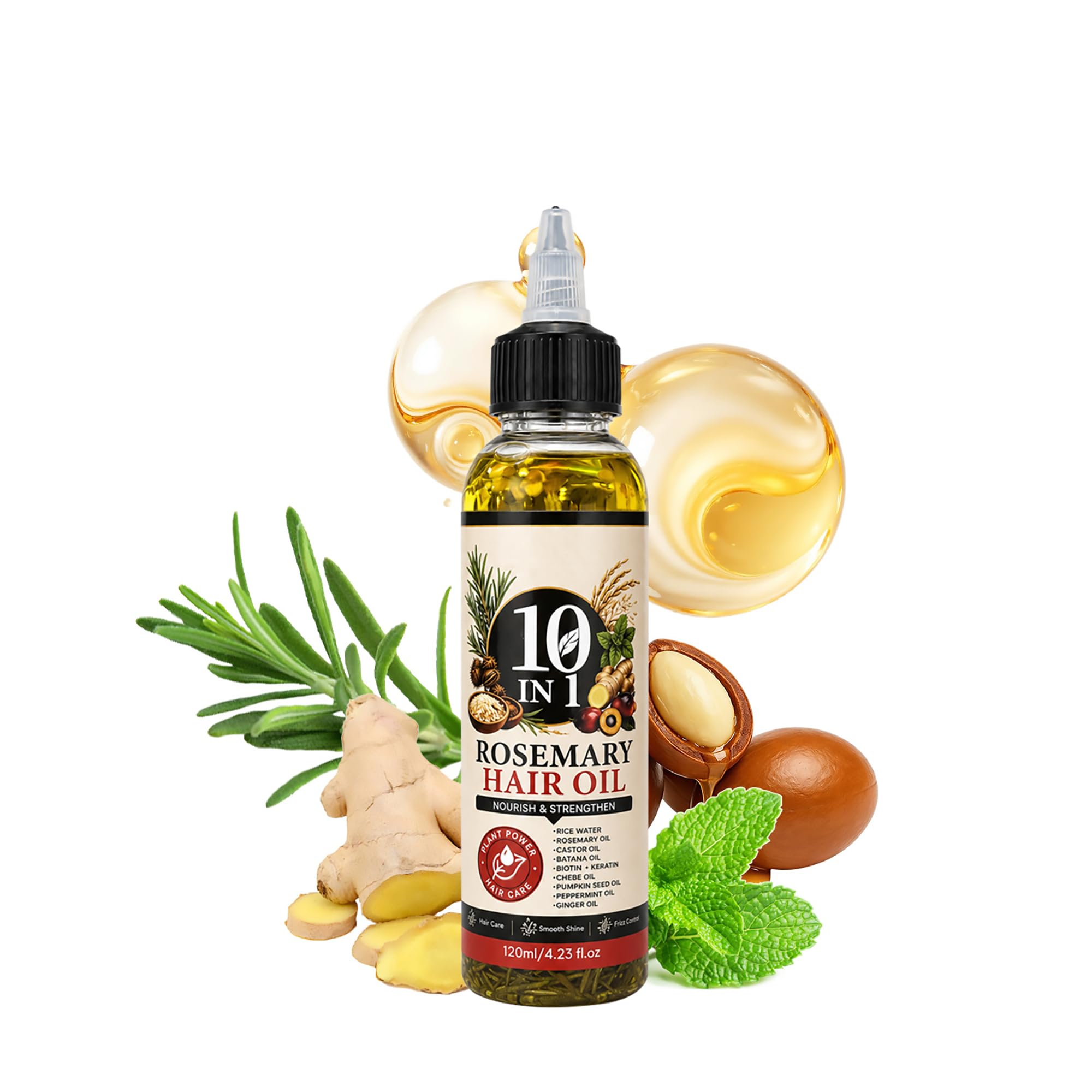 Grospe 10in1 Rosemary Hair Oil, Scalp & Hair Treatment, 4.23 Fl Oz