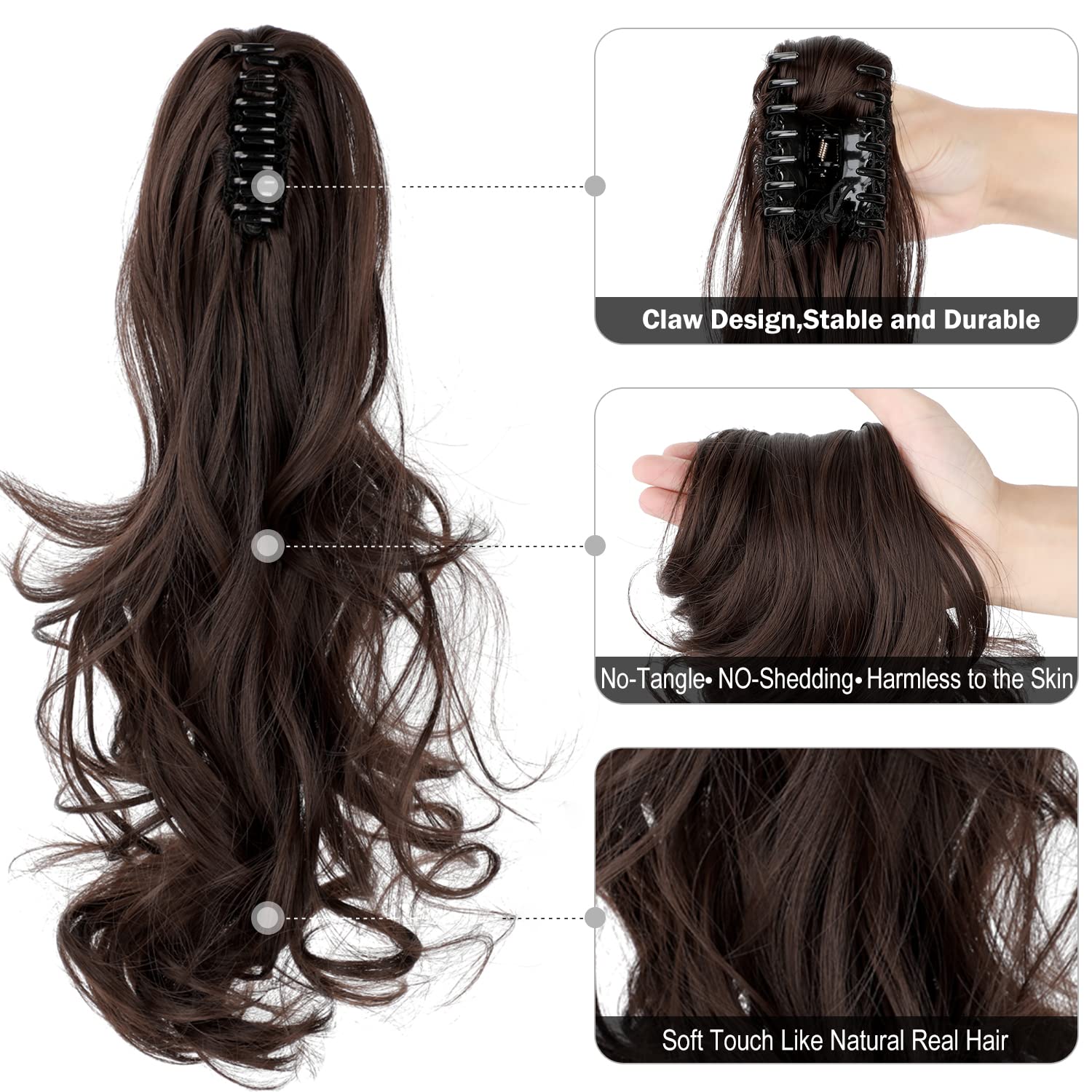 Mitrygreen Claw Clip Ponytail Extension 18'' Clip In Wavy Ponytail Hair Extensions Long Pony Tails For Women Extensions Medium B