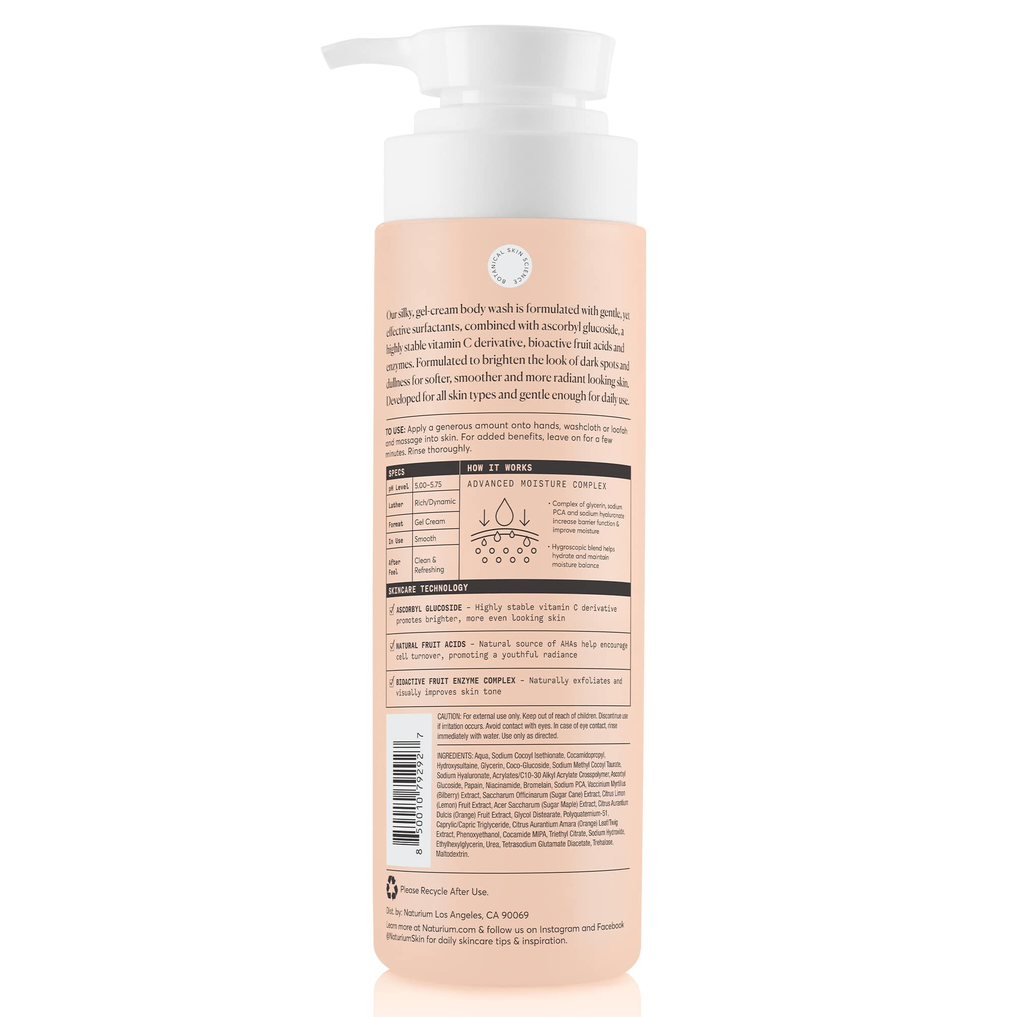 Naturium The Brightener Vitamin C Body Wash, Gentle Cleanser For Smoother-Looking Skin, Removes Dirt, Oil & Other Impurities, 16