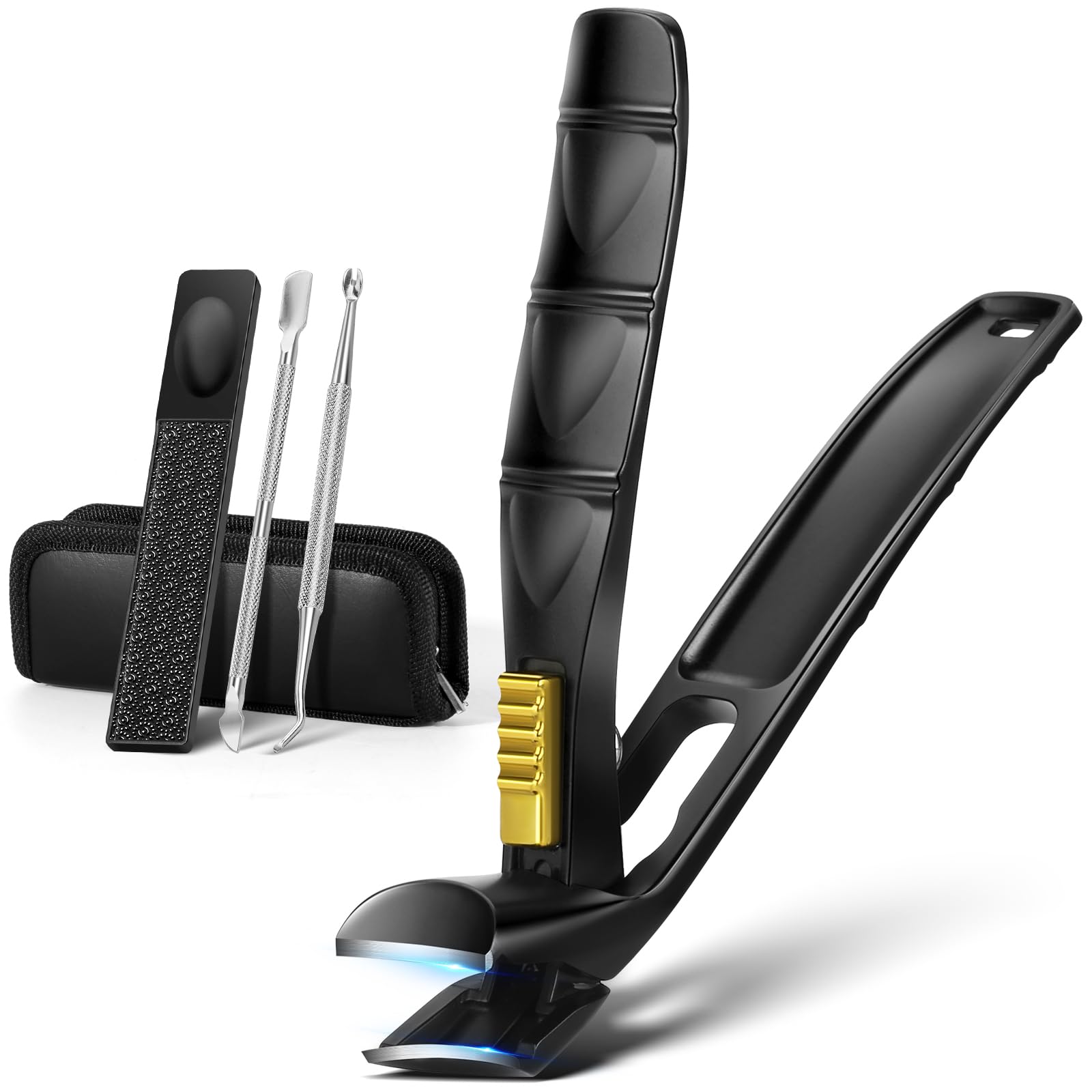 LEYOUFU Angled Head Toenail Clippers for Thick Nails for Seniors, Wide Jaw Opening Nail Clippers with Safety Lock Ergonomic Fing