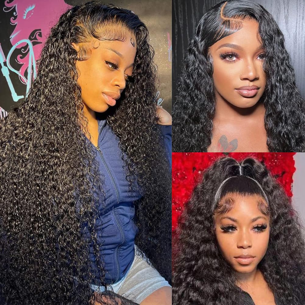 Alibeauty 13X4 Lace Frontal Wigs Human Hair With Baby Hair For Black Women 220% Density Hd Transparent Lace Front Wig Water Wave