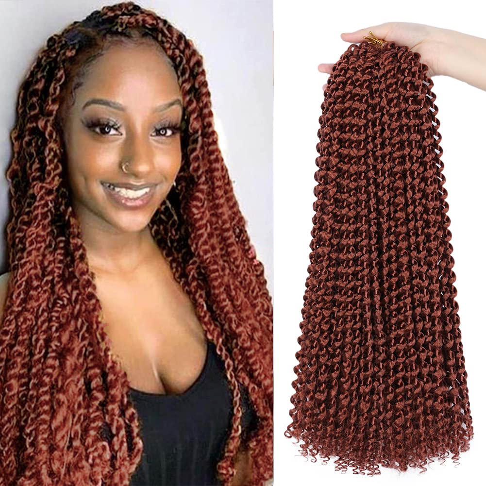 Showcoco 18 Inch Passion Twist Hair, Water Wave Crochet Hair For Black Women 6 Packs Passion Twist Crochet Hair Braids Synthetic