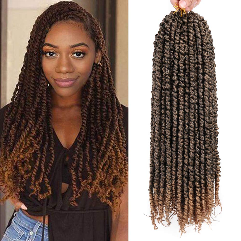Passion Twist Hair 18 Inch Pre Twisted Crochet Hair 6 Packs Pre-Looped Passion Twists Crochet Braids Ombre Color Made Of Bohemia
