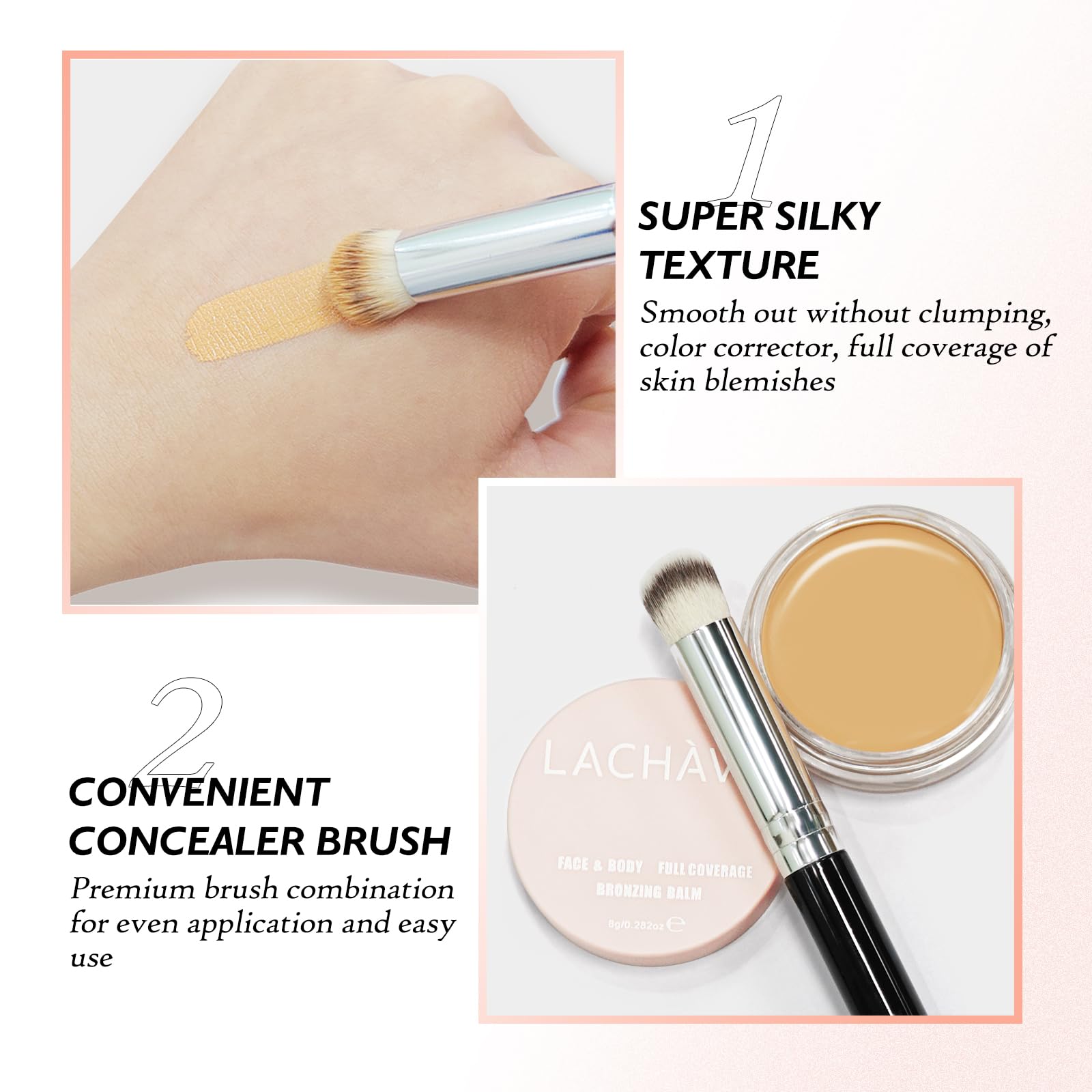 Lokfar Concealer Full Coverage Kit With Brush, Under Eye Concealer For Dark Circles, Cream Makeup Concealer [Hydrating Waterproo