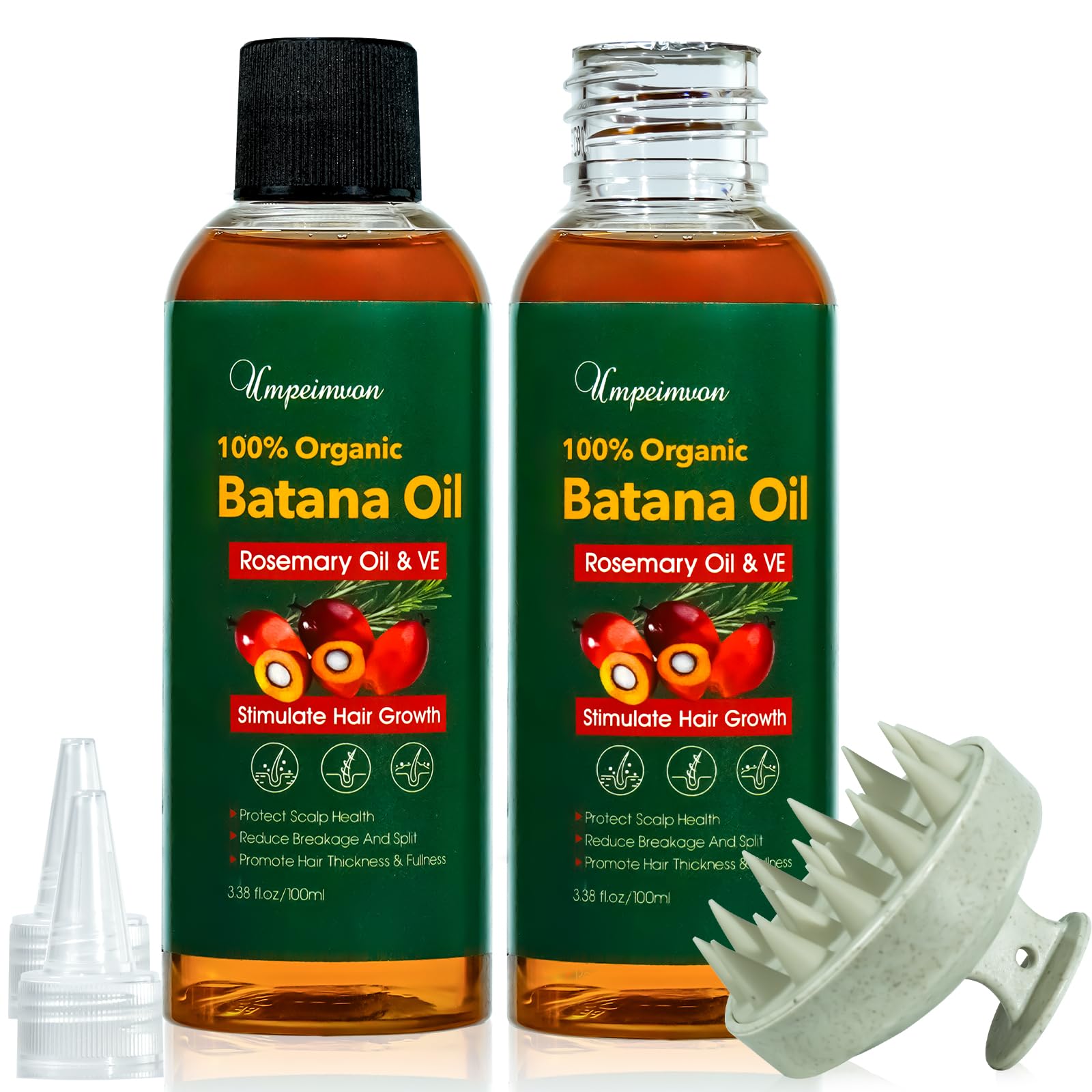 2 Pack Batana Oil Organic for Hair Growth, Botana Oil Hair Growth Rosemary Oil Vitamin E Blend Massager Boosting Hair Thickness,