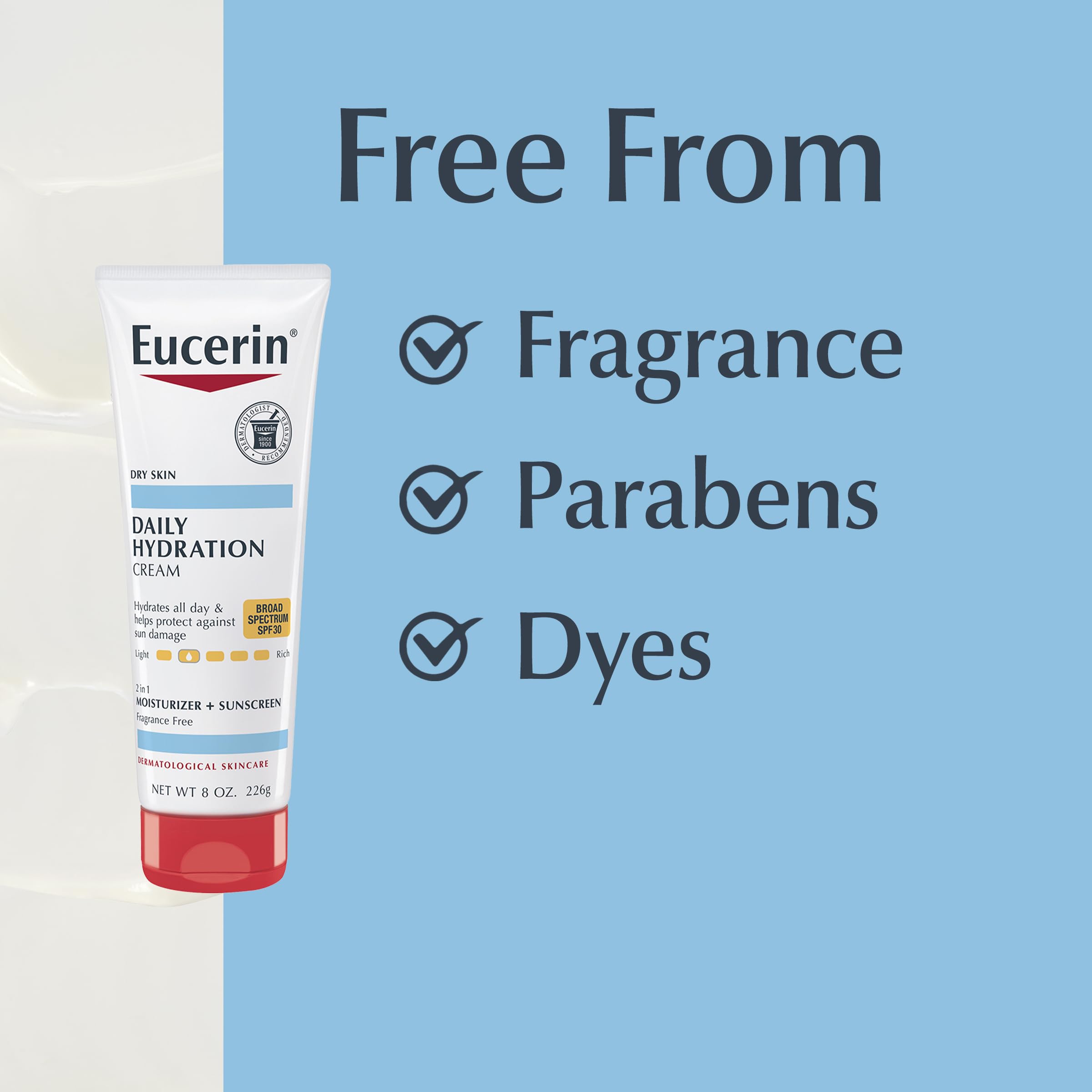 Eucerin Daily Hydration Broad Spectrum Spf 30 Sunscreen Body Cream For Dry Skin, 8 Oz Tube