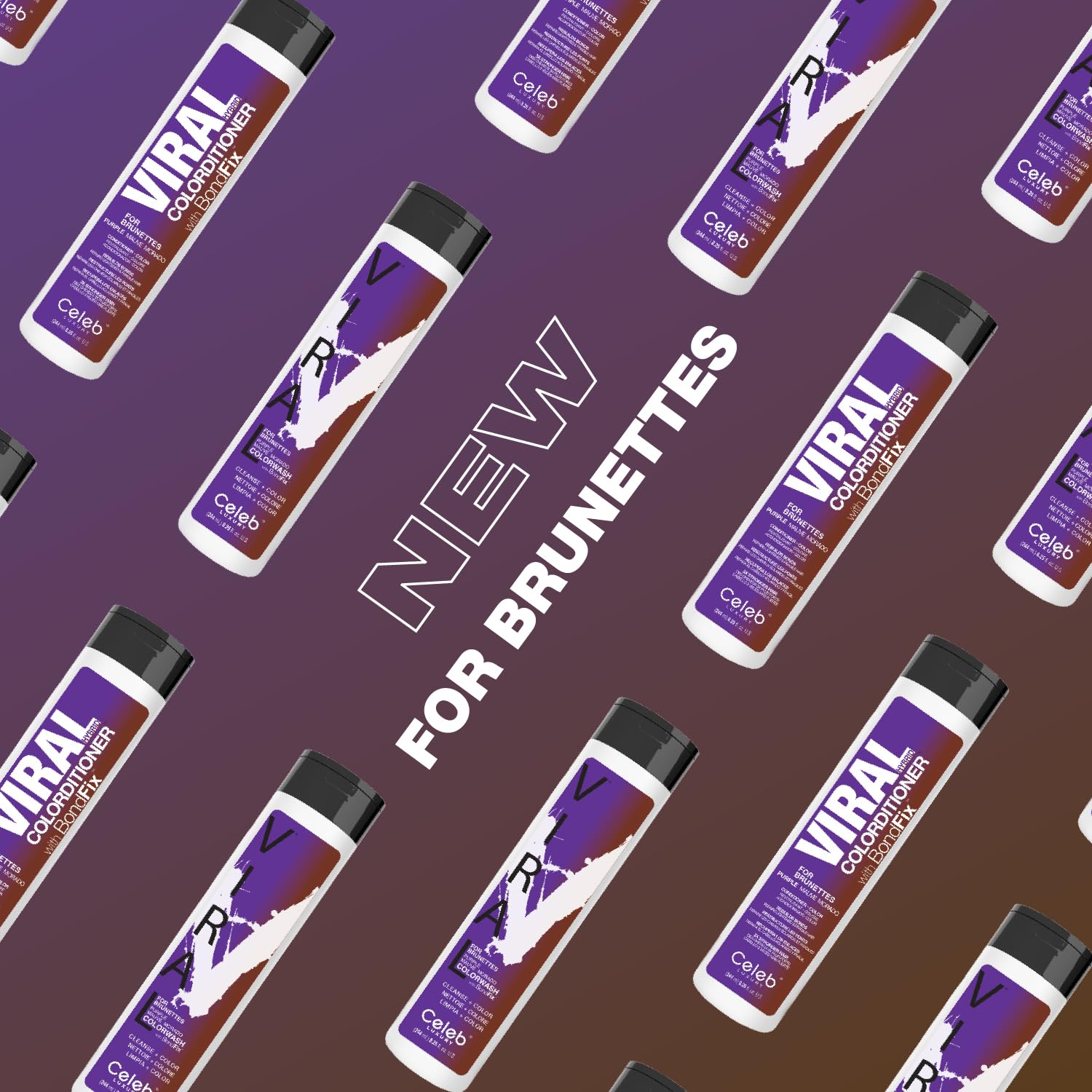 Celeb Luxury Purple Hair Color Depositing Colorwash Conditioner For Brunettes + Bondfix Bond Rebuilder, Semi Permanent Hair Colo