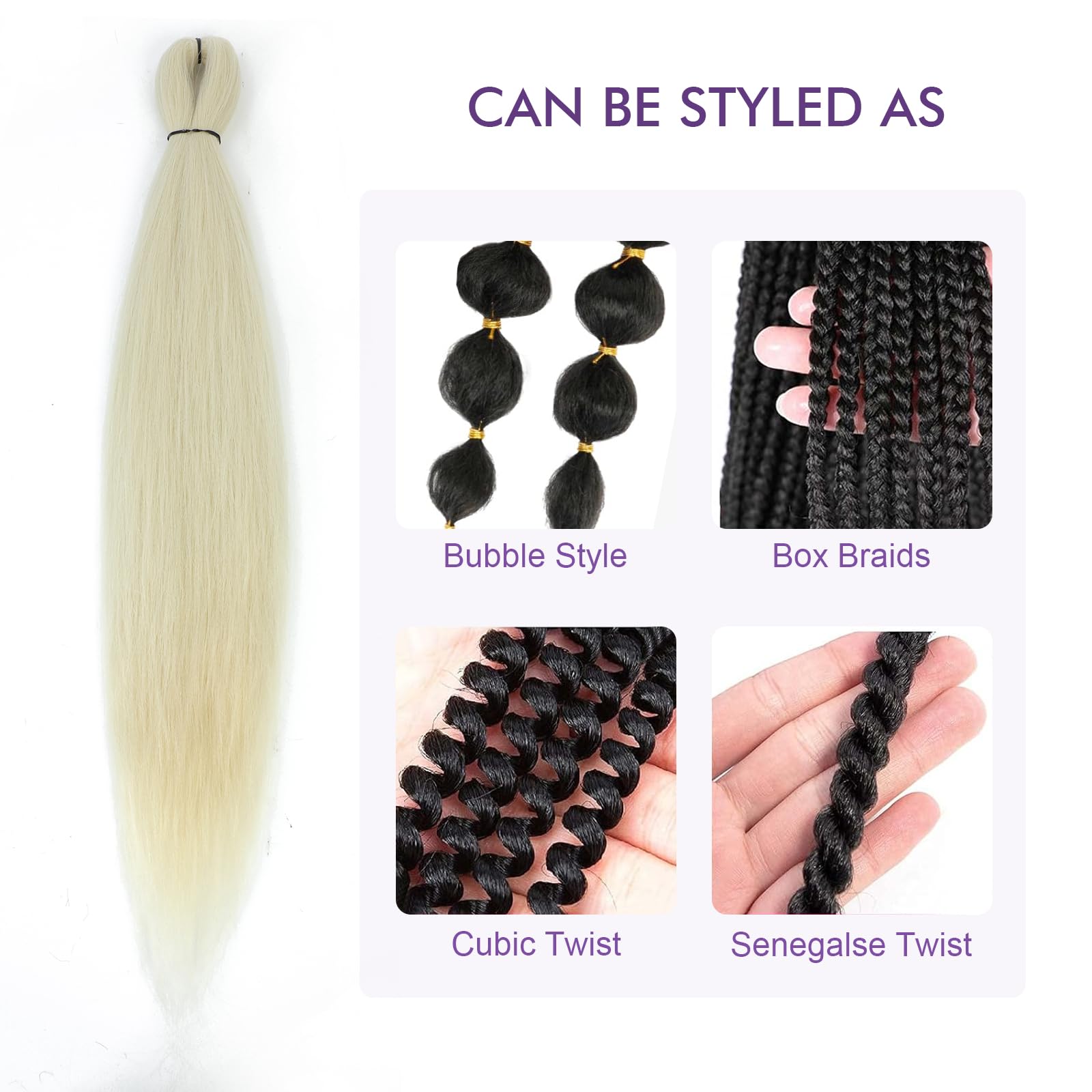 Rosdina Pre-Stretched Braiding Hair - 30 Inch 8 Packs Off-White Super Long Braiding Hair For Twist Or Box Braids, Yaki Texture H