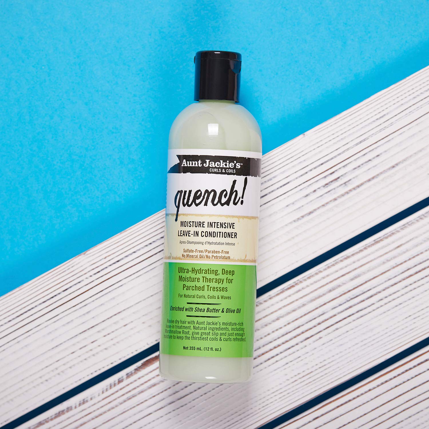 Aunt Jackie's Curls and Coils Quench Moisture Intensive Leave-In Hair Conditioner for Natural Curls, Coils and Waves, Enriched w