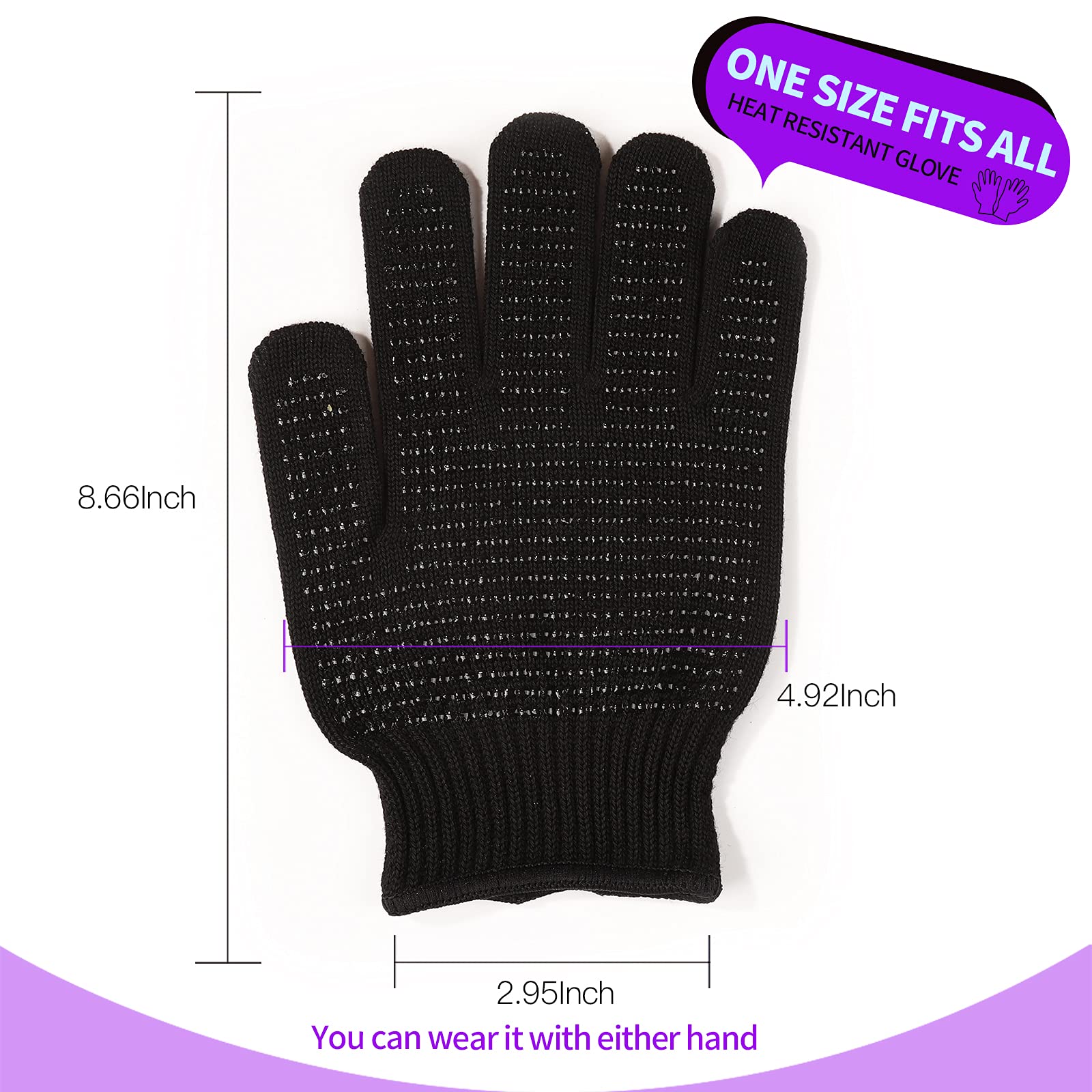 Teenitor Heat Resistant Glove With Silicone Bumps For Hair Iron Tool, Professional Heat Gloves For Heat Press, Heat Protectant G
