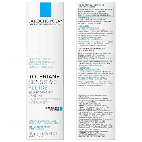 La Roche-Posay Toleriane Sensitive Fluide Protective Moisturizer, Lightweight Oil-Free Face Moisturizer, For Sensitive Skin