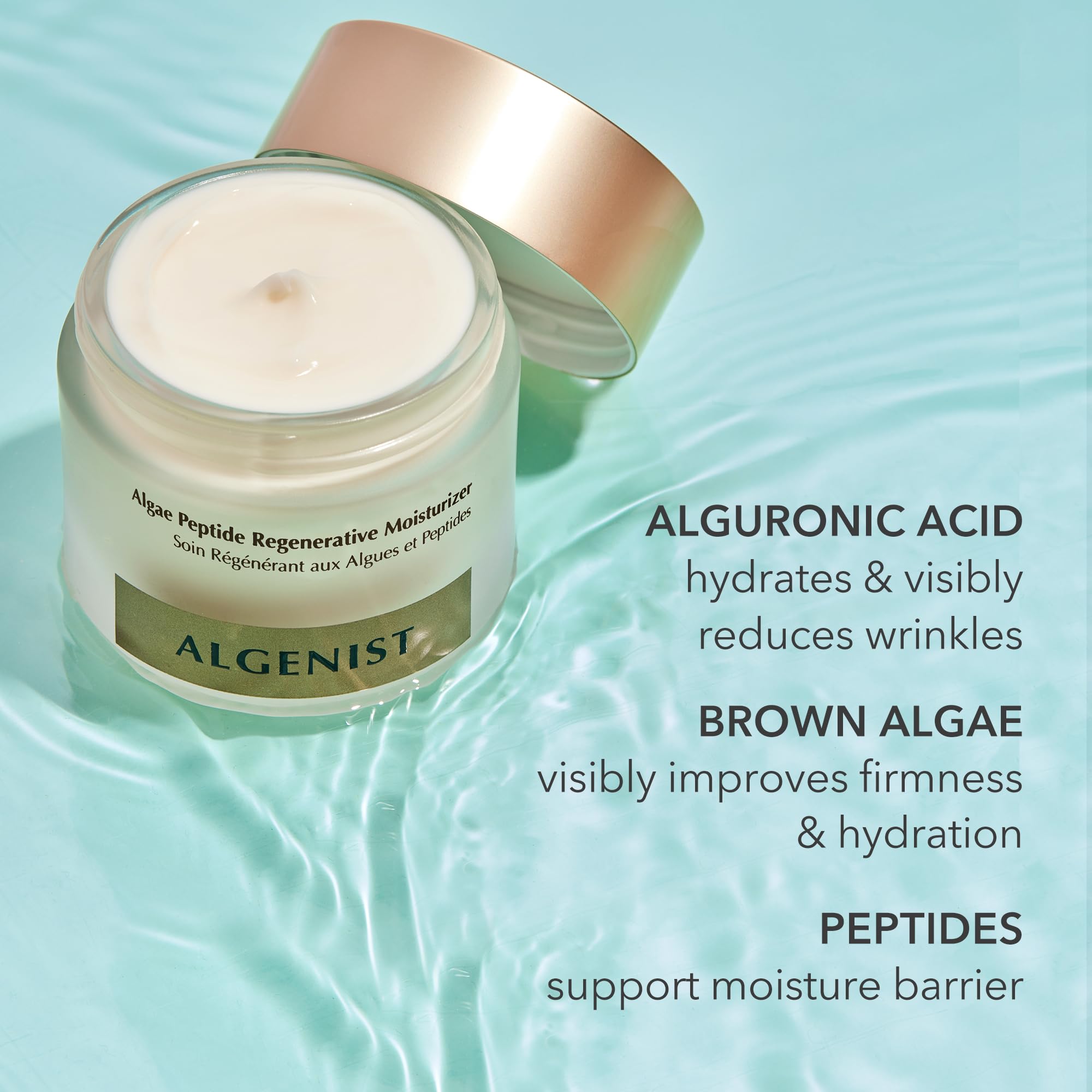 Algenist Algae Peptide Regenerative Face Moisturizer - Restorative Wrinkle Cream + Peptide Moisturizer for Instant Hydration + S