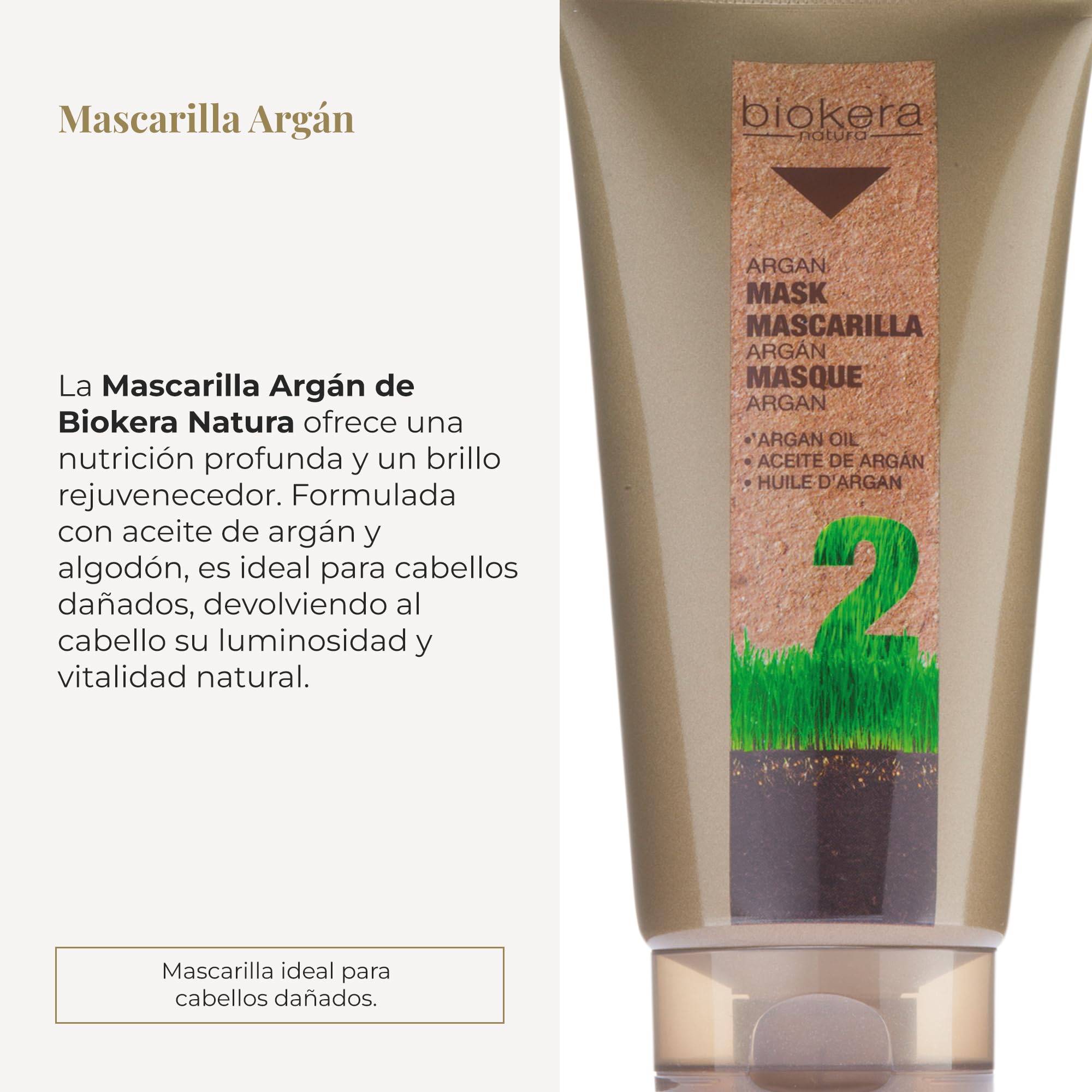 SALERM - Hair Mask - Argan Mask Biokera Natura - 200 ml - for Damaged Hair - with Argan and Cotton Oil - Deep Hydration - Helps