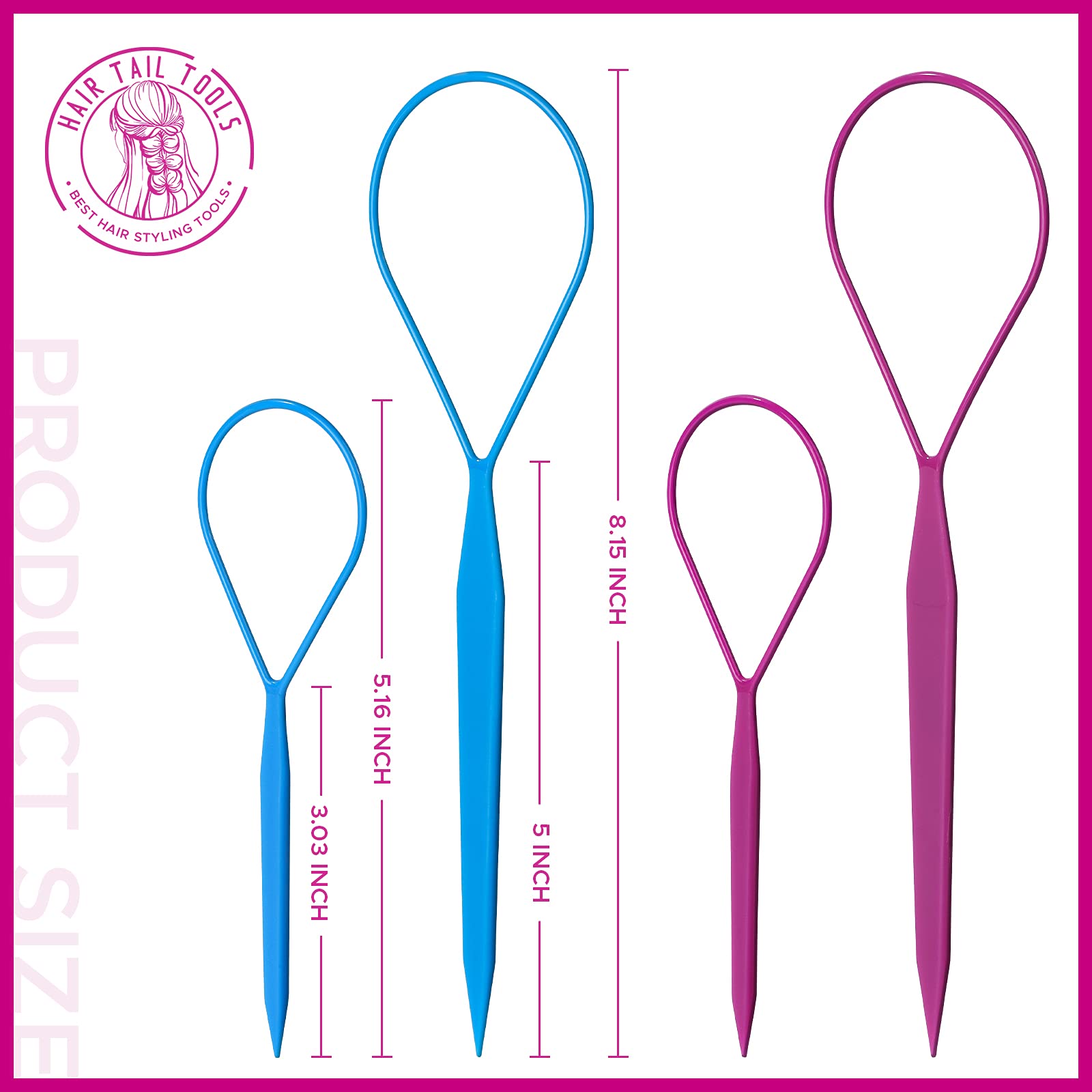 Teenitor 2 Pairs Hair Tail Tools, Hair Braid Accessories Ponytail Maker,French Braid Tool Loop For Hair Styling, 4Pcs, 2 Colors