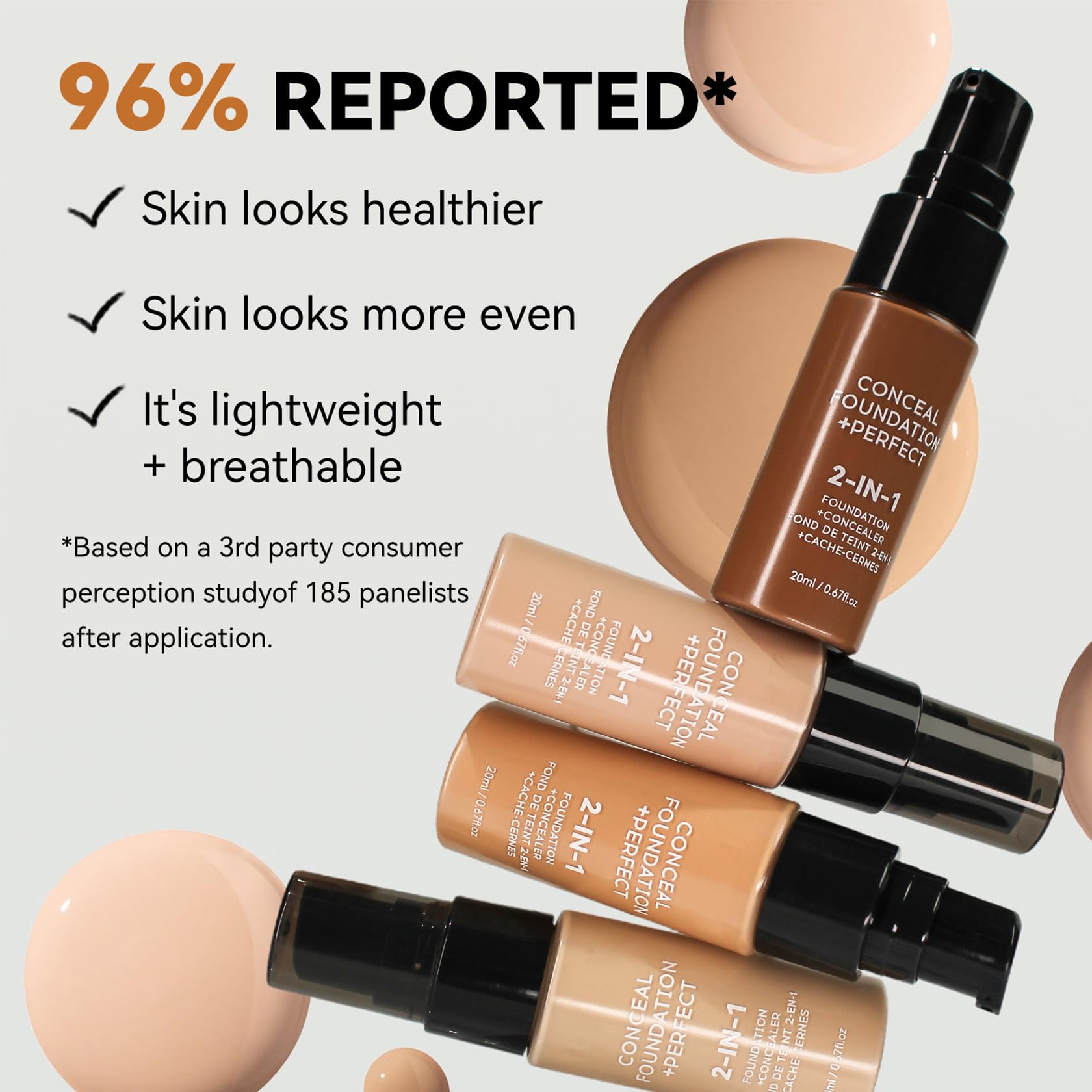 Qiufsse Concealer Full Coverage Foundation For Mature Skin,Oil Control Matte 2 In 1 Concealer Liquid Foundation Makeup Waterproo