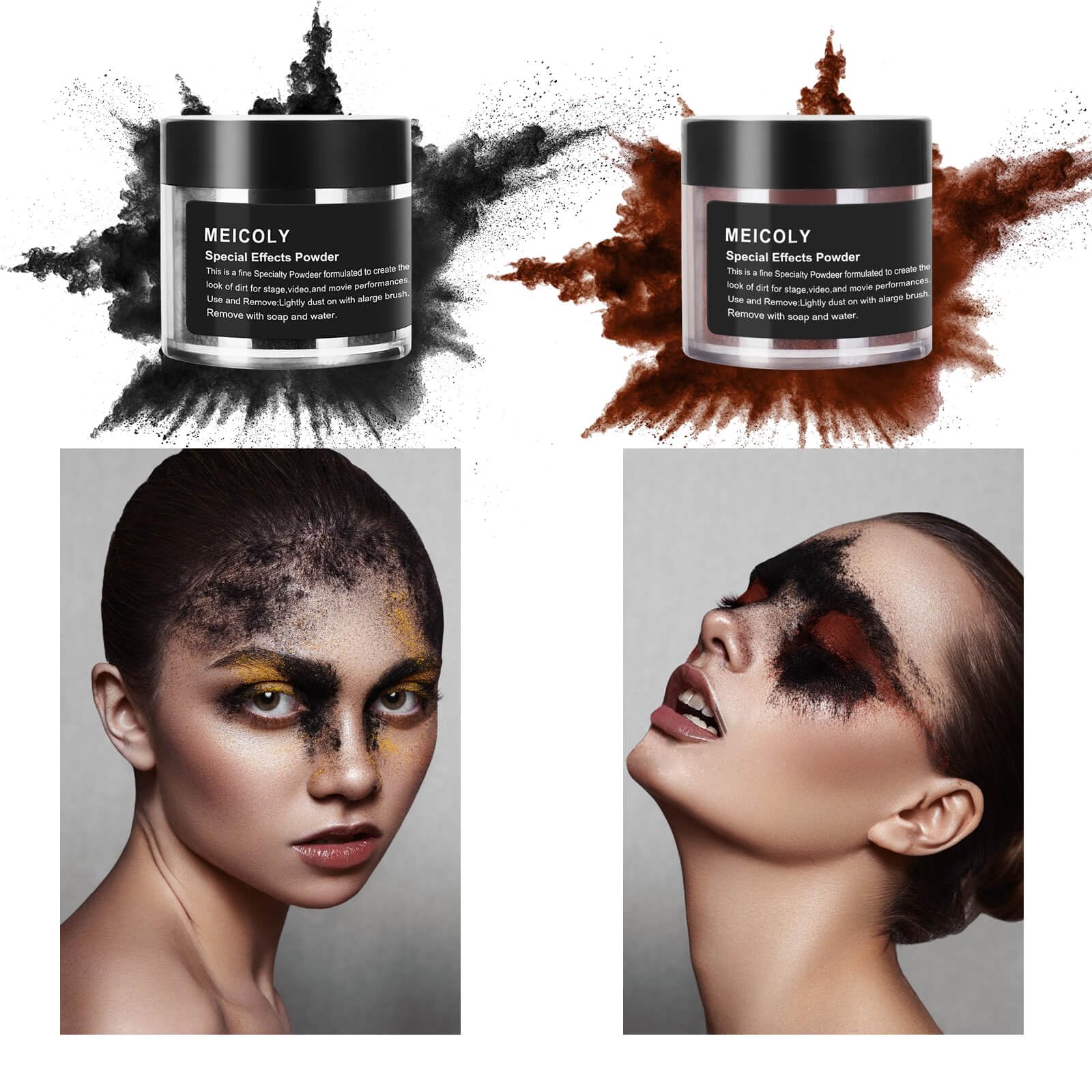 Meicoly Black Special Effects Powder,Ultrafine Loose Dirt Powder For Stage,Video And Movie Performances,Professional Special Eff