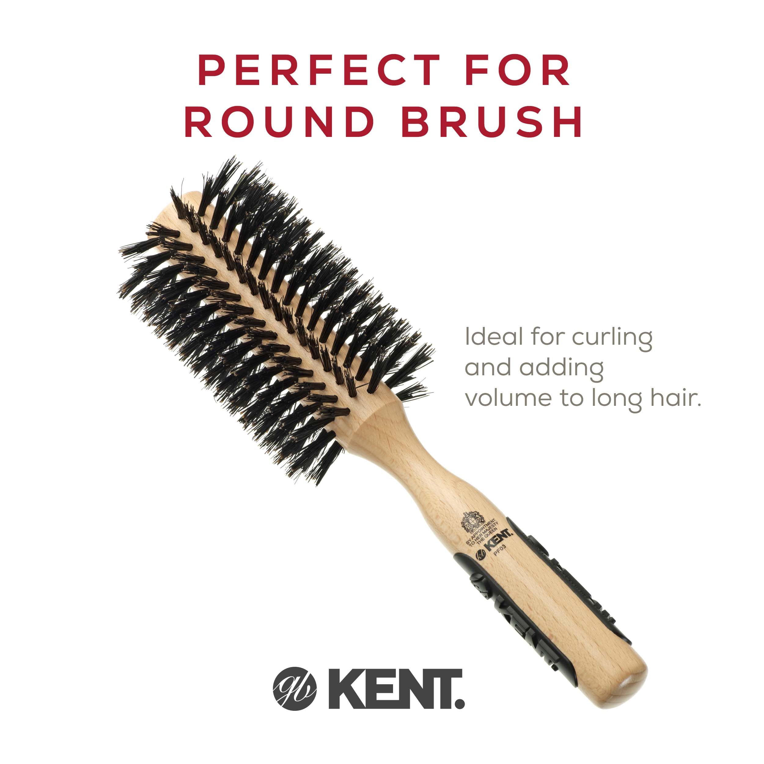 Kent Pf03 Round Curling Brush With Hard Natural Boar Bristle - Hair Drying Brush, Round Hair Brush, And Blowout Brush - Small Ro