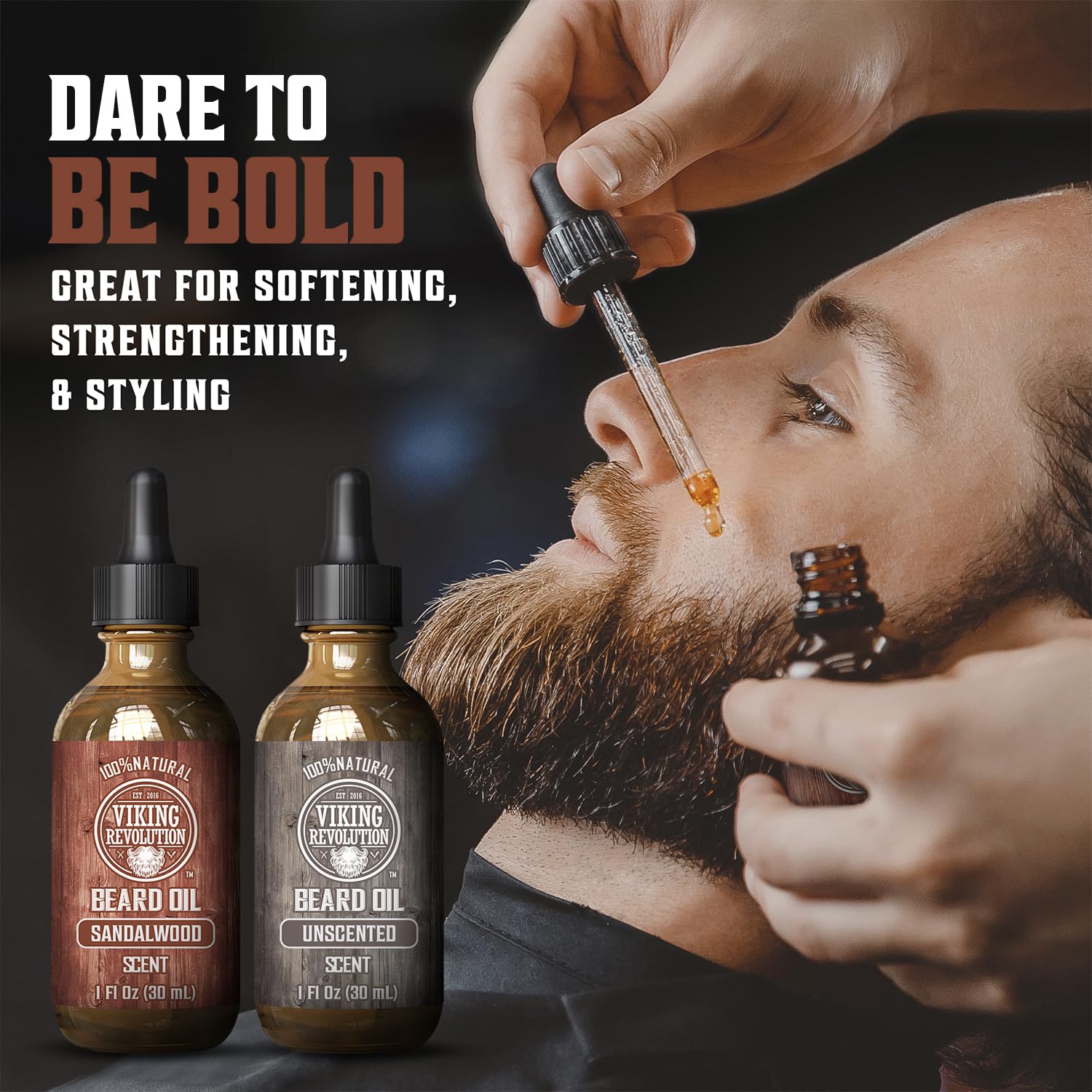 Viking Revolution Sandalwood And Unscented Beard Oil For Men - Natural Mens Beard Oil With Argan Oil And Jojoba Oil - Beard Soft