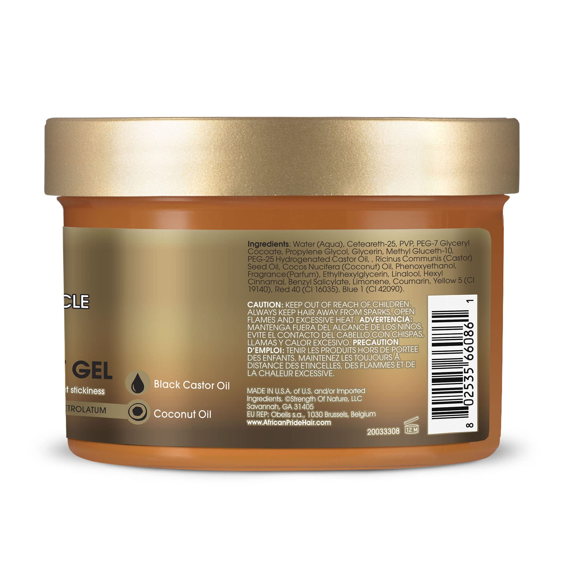 African Pride Black Castor Miracle Extra Hold Braid, Loc, Twist Gel - Tames Frizz & Controls Edges, No Parabens, No Sulfates, No