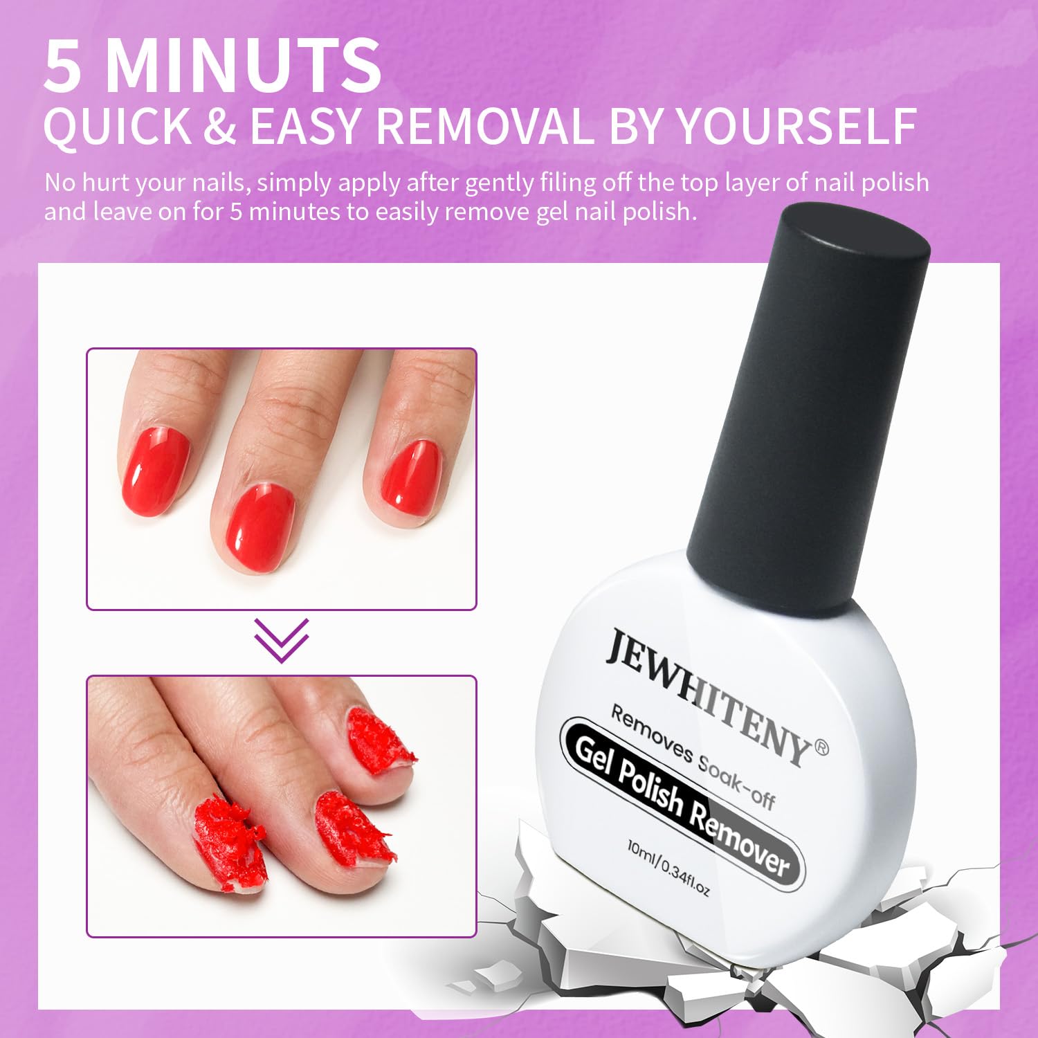 Jewhiteny 10Ml Gel Nail Polish Remover 2Pcs Professional Gel Remover For Nails 3-5 Minutes Gel Nail Remover Easy And Quick Remov