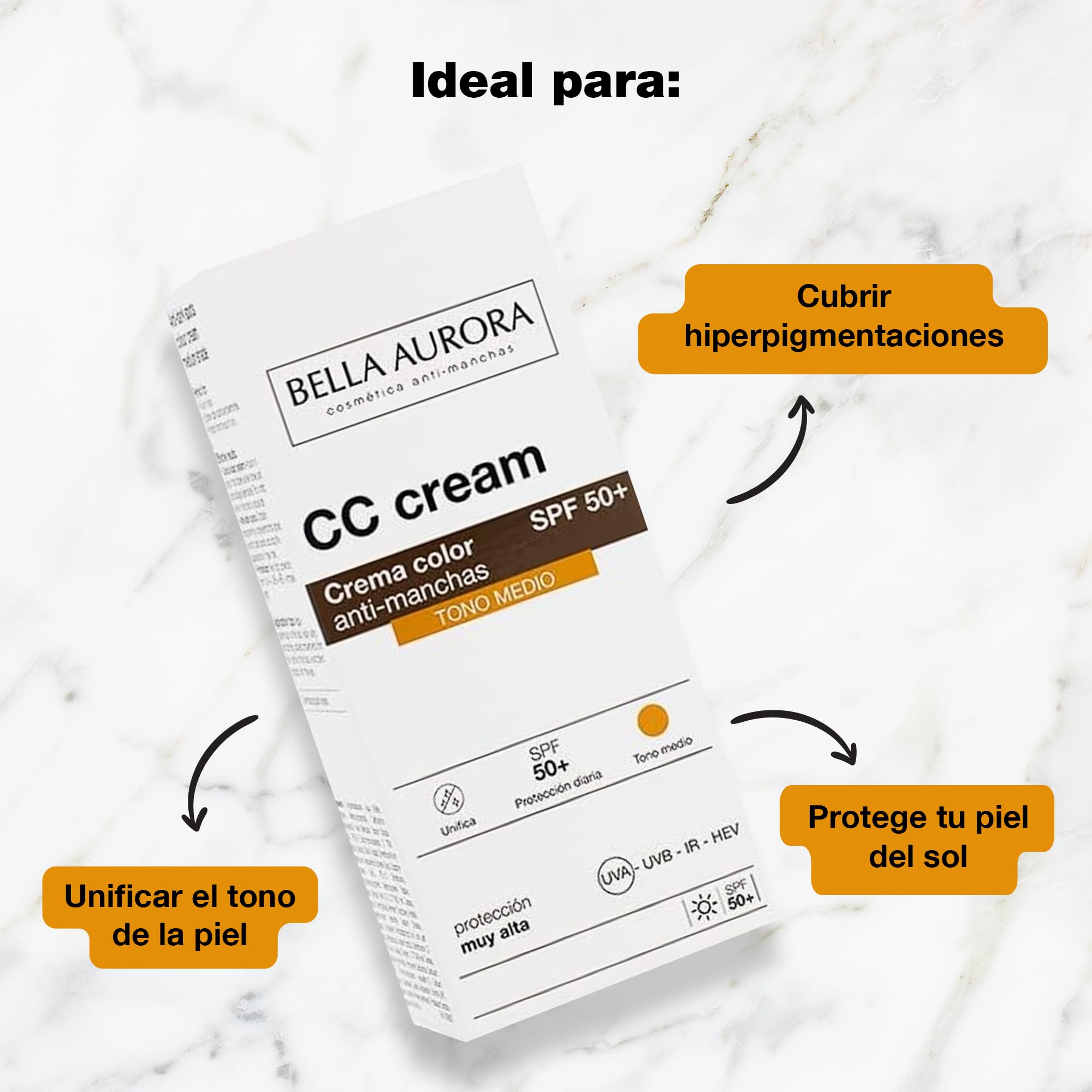 Bella Aurora Cc Cream Medium Shade SPF50 Plus, 30 ml